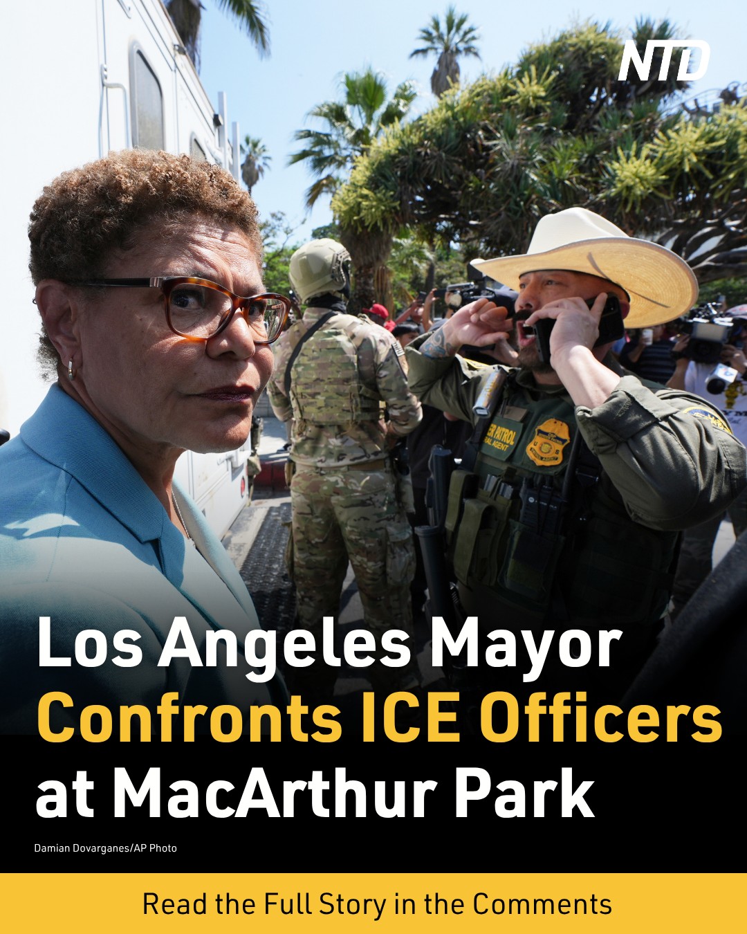 NTD - Los Angeles Mayor Karen Bass confronted ICE officers on July 7 at ...