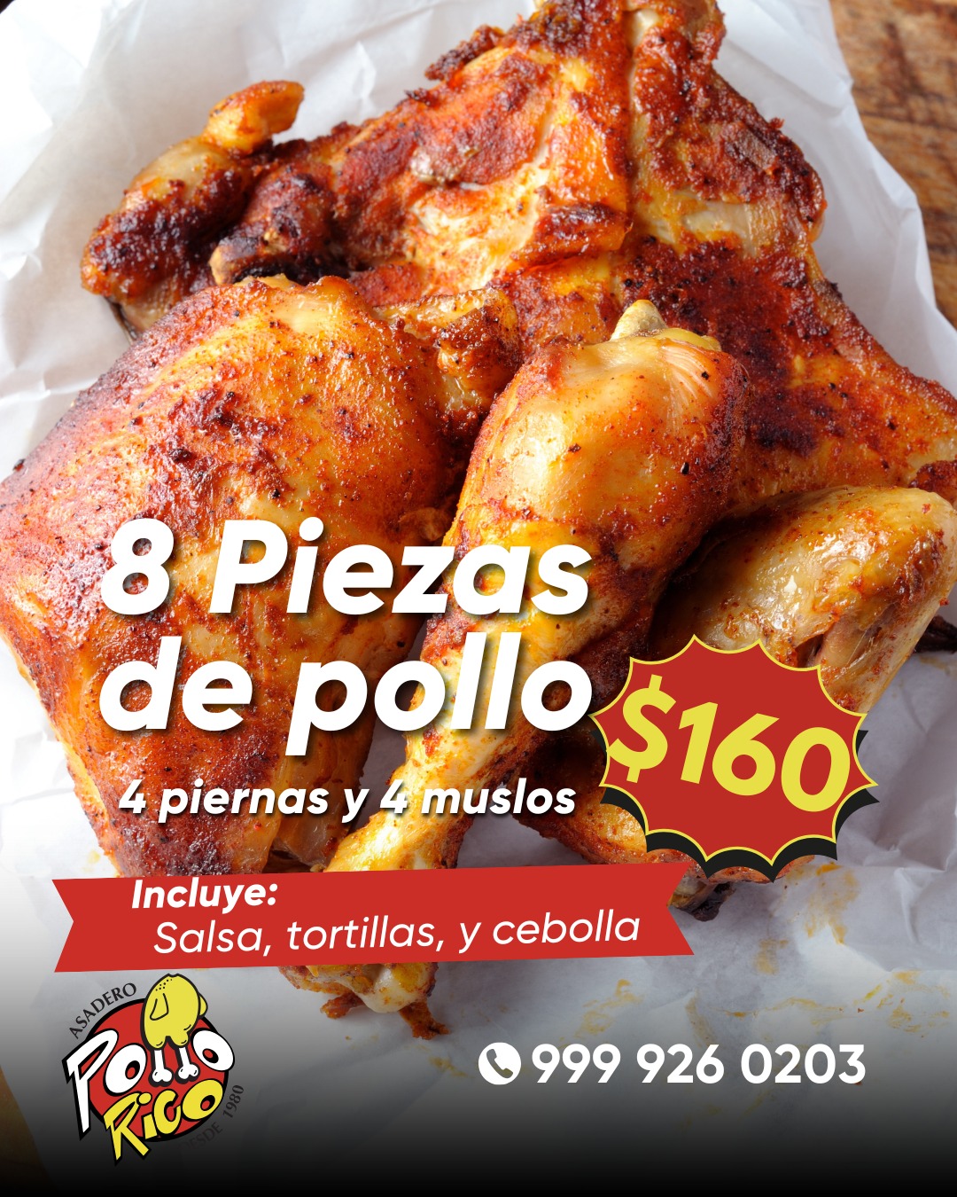 😋🍗 ¿Antojo de pollo asado? Llévate 8... - Asadero Pollo Rico | Facebook