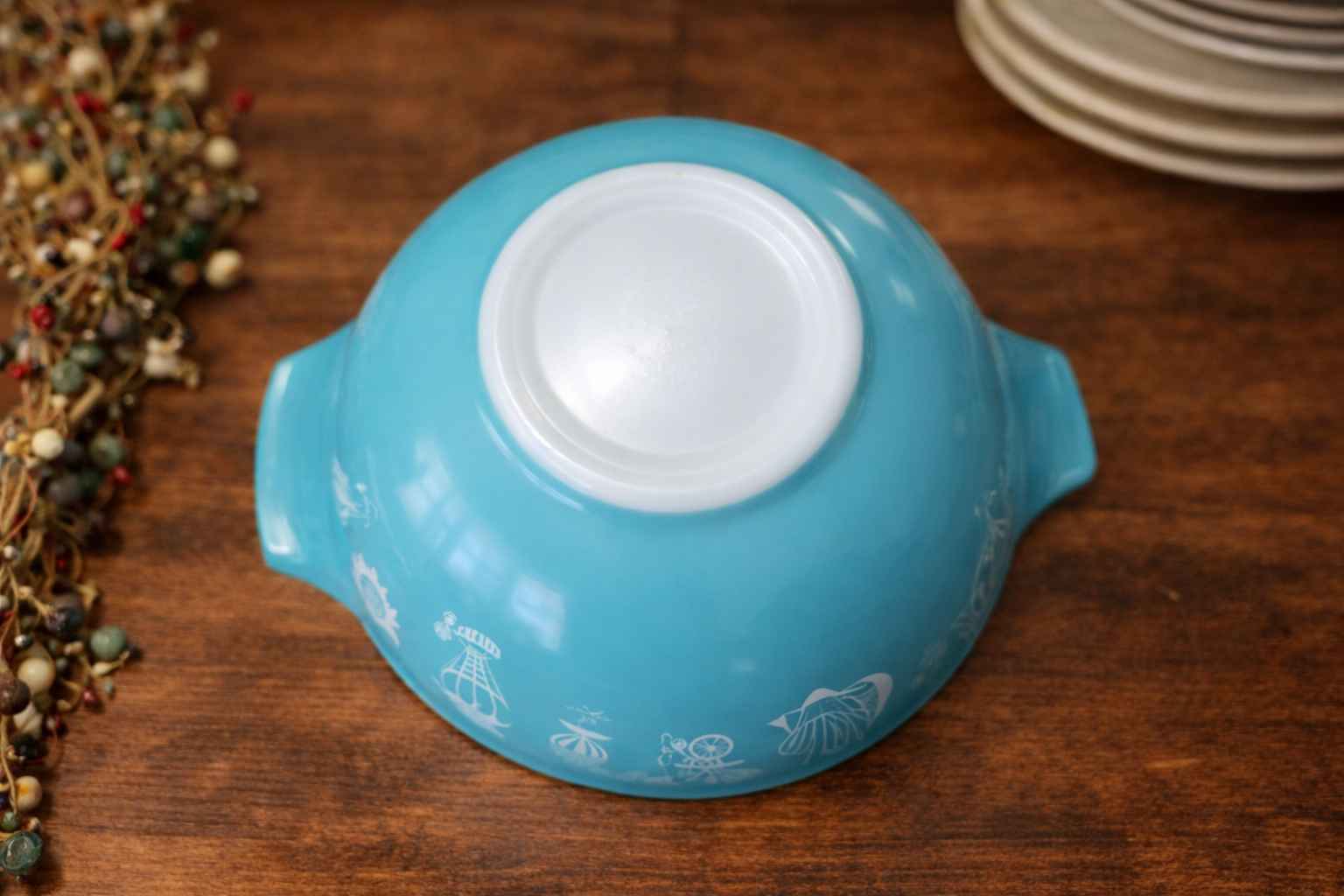Vintage Pyrex 403 Turquoise Cinderella Mixing Bowl Hot Air Balloon ...