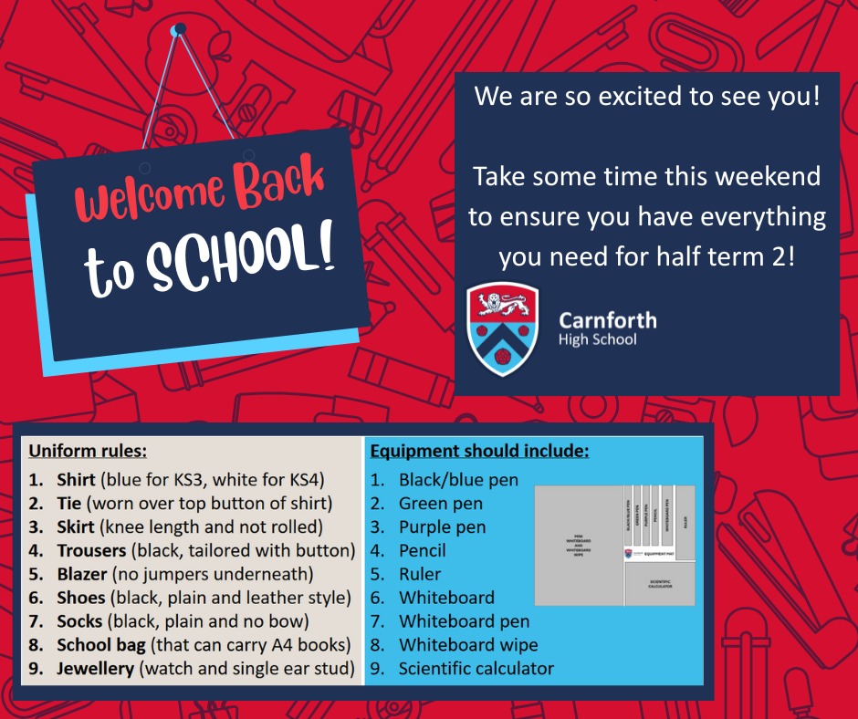 🎓Welcome back to CHS🎓 It's the... - Carnforth High School | Facebook
