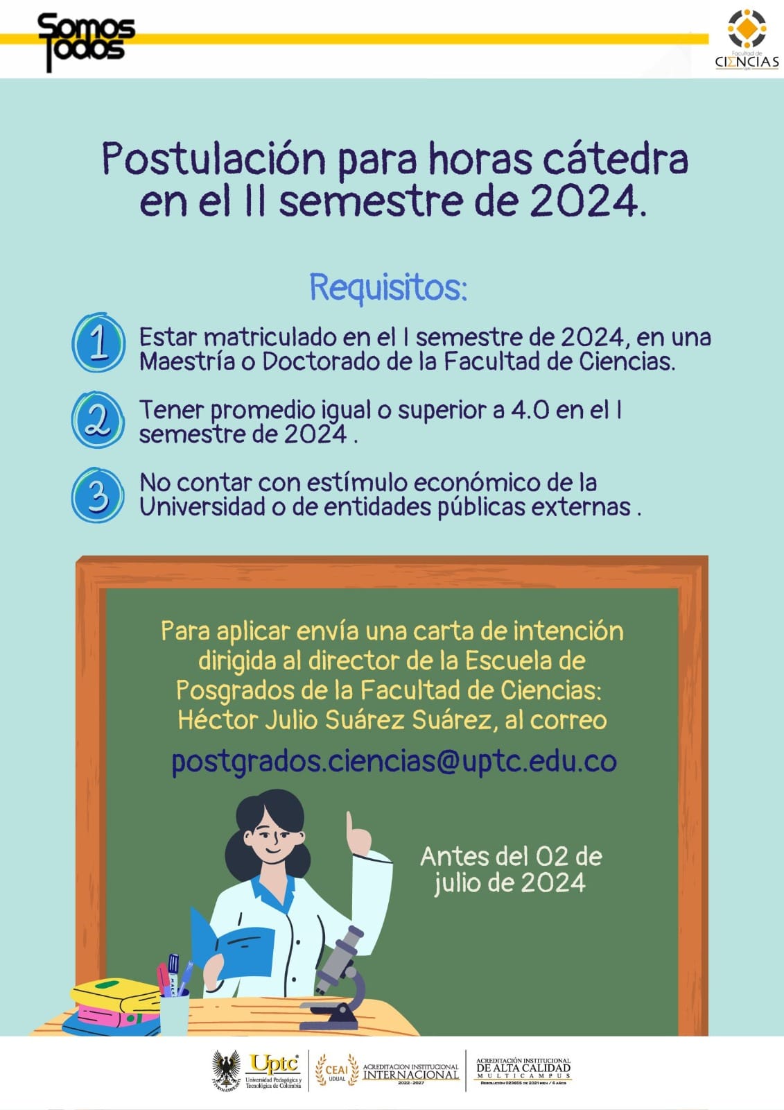 Facultad - La Facultad de Ciencias UPTC comparte la convocatoria para ...