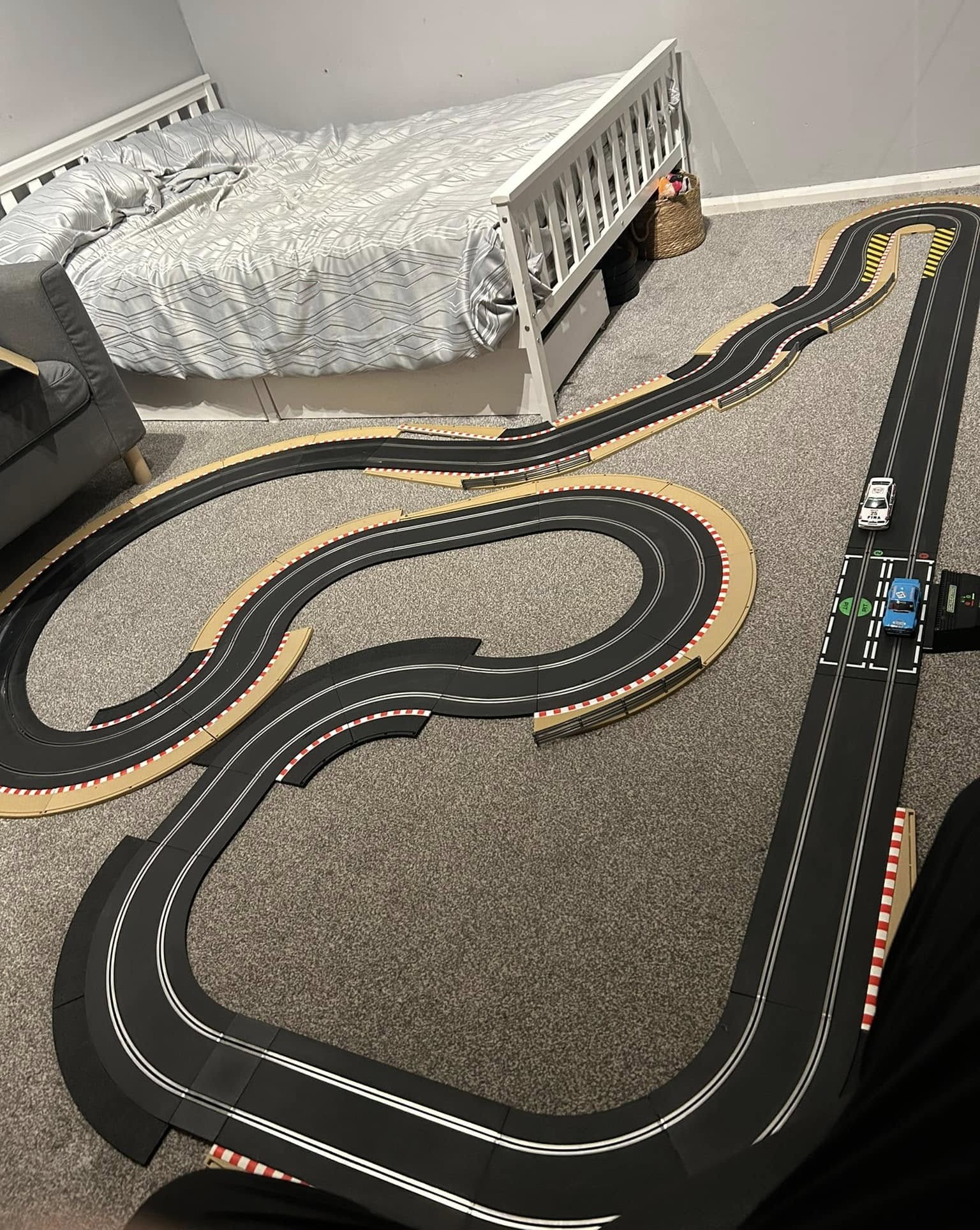 Scalextric - Spare room priorities… ¼ bed, ¾ Scalextric track 👌🤣 # ...