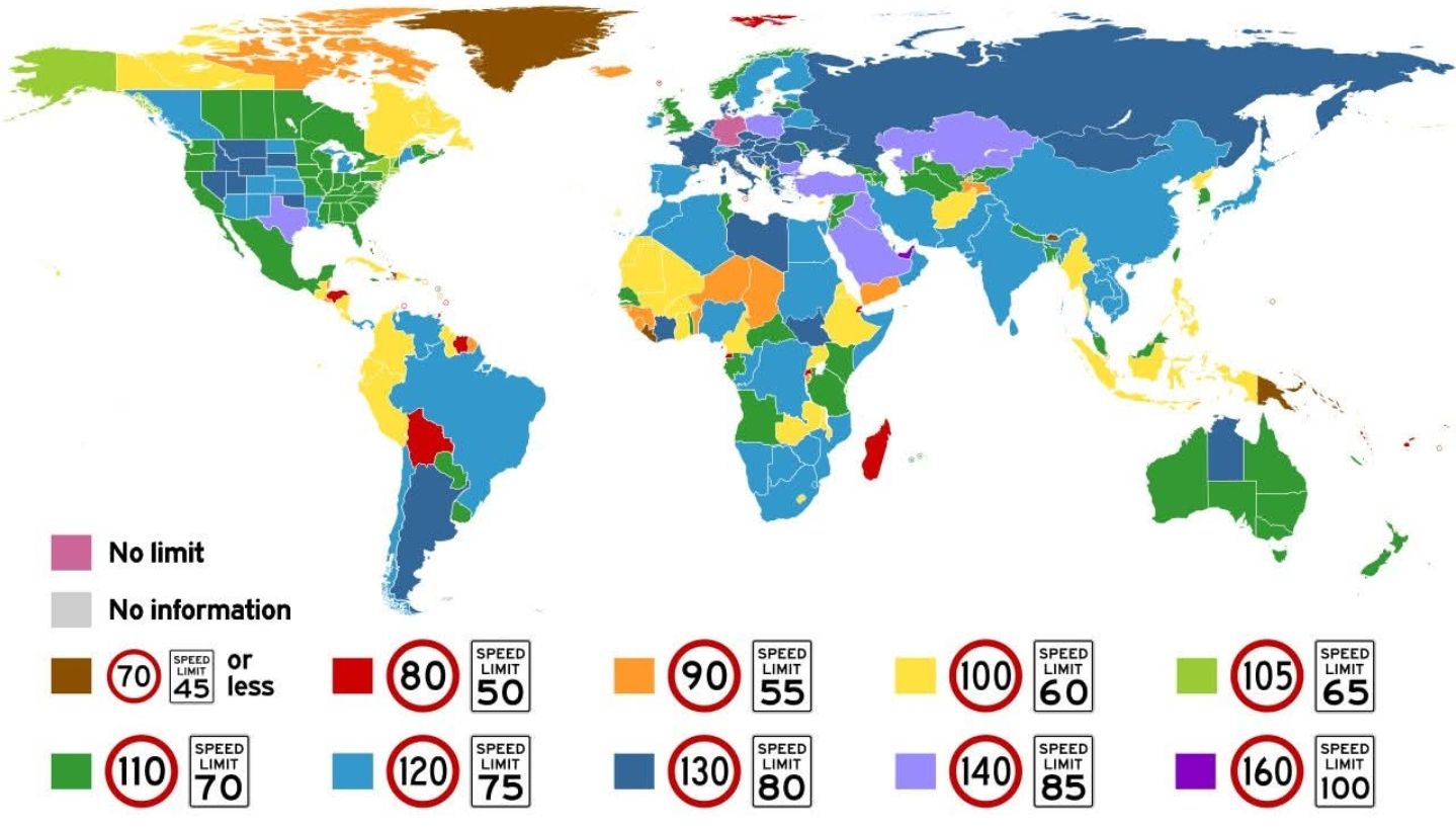 Map Porn | The Highest Speed Limits Around The World | Facebook