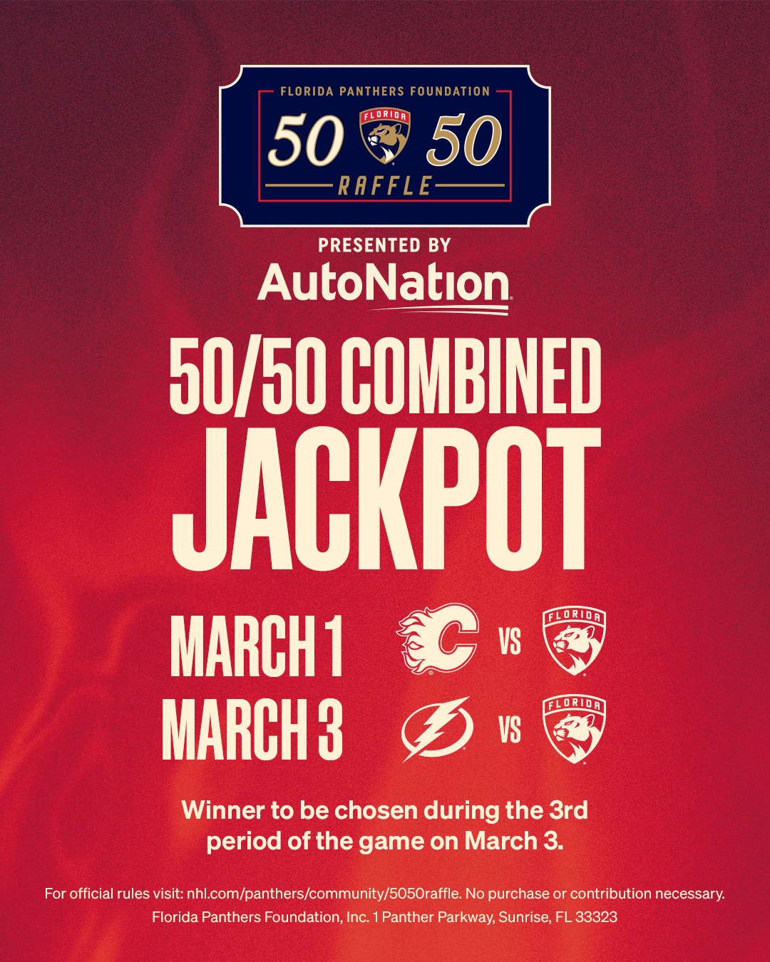 Get in on our combined 50/50 raffle... - Florida Panthers | Facebook