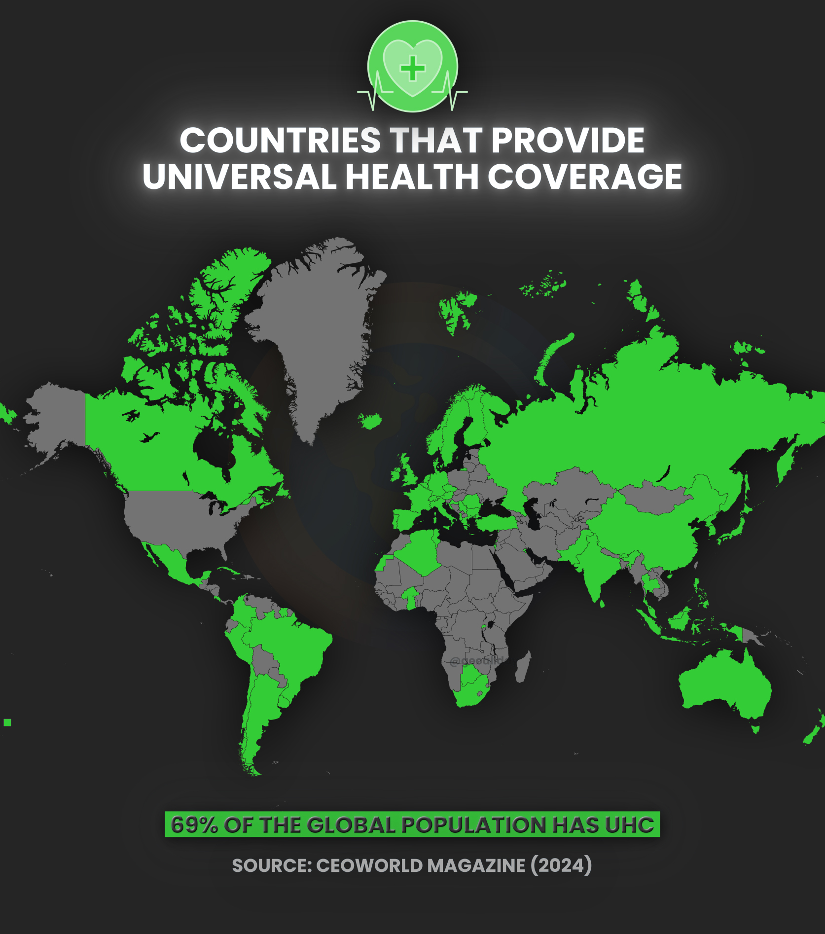 Geo - This map shows which countries provide universal health coverage ...