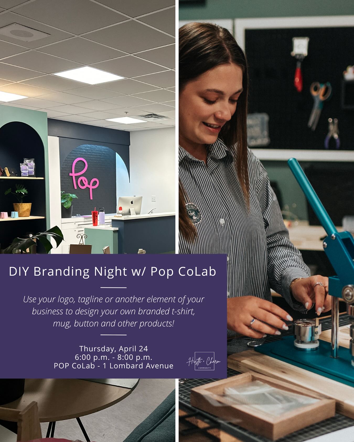 Hustle - Our DIY branding night at @pop.colab is back and this time, it ...