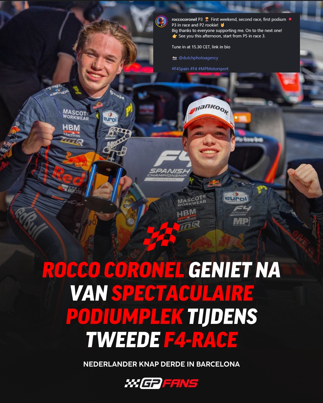GPFans - Rocco Coronel werd zondag in zijn tweede F4-race... | Facebook