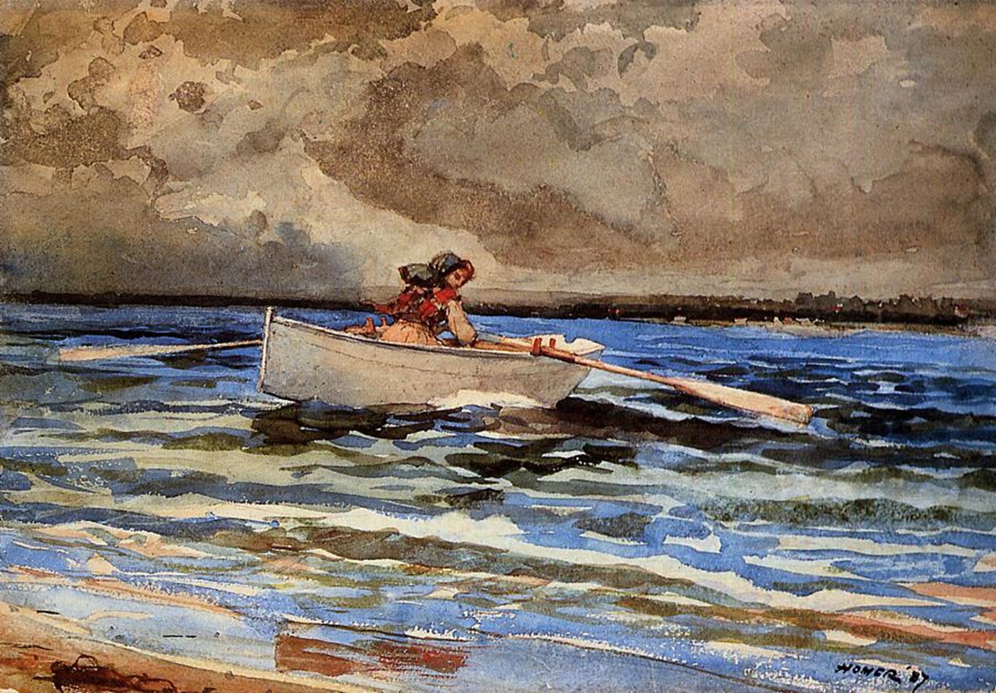 yacht in a cove gloucester 1880 by homer