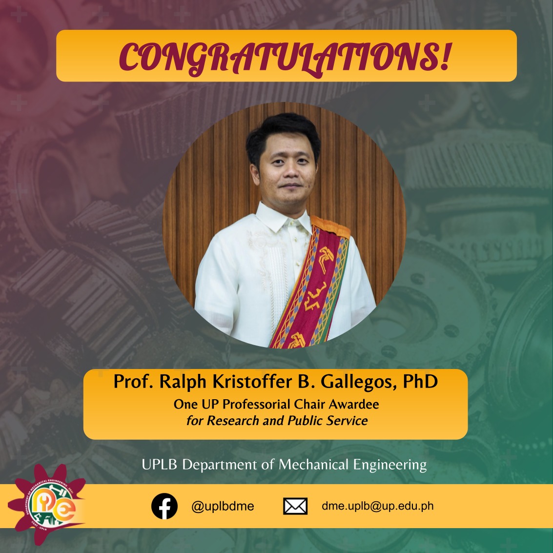 UPLB - Congratulations to Prof. Ralph Kristoffer B. Gallegos, PhD! We ...