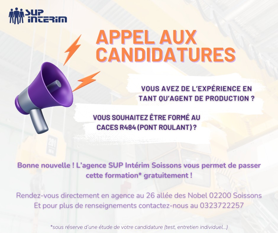 SUP - 📢 APPEL AUX CANDIDATURES - FORMATION CACES R484 (PONT ROULANT ...