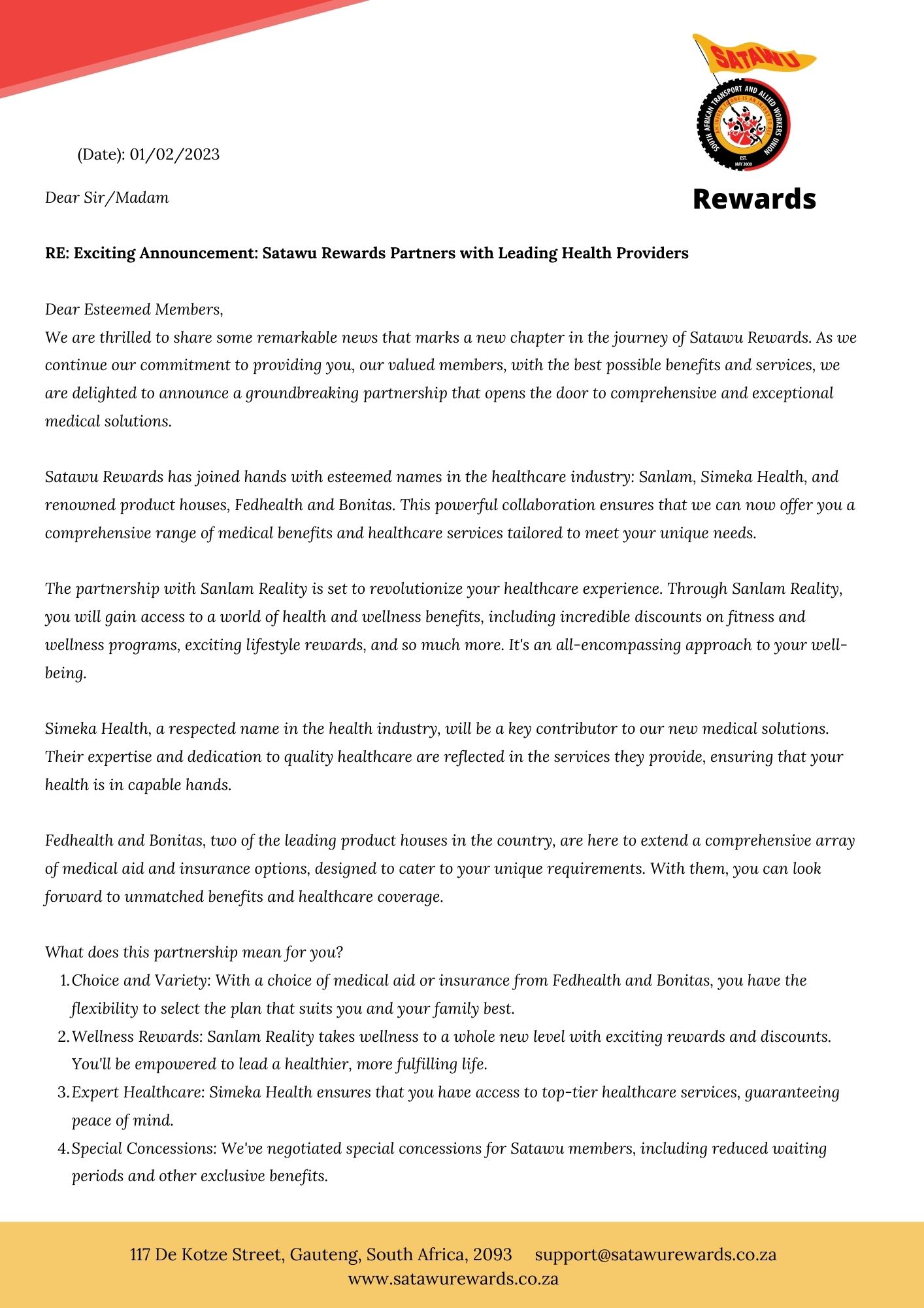 Satawu Rewards and Benefits Program | Johannesburg
