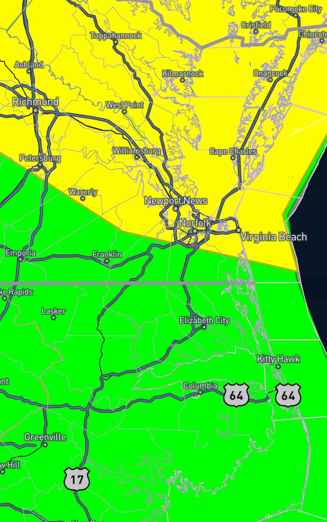 Hampton - Good afternoon everyone, the WPC has placed the area in a ...
