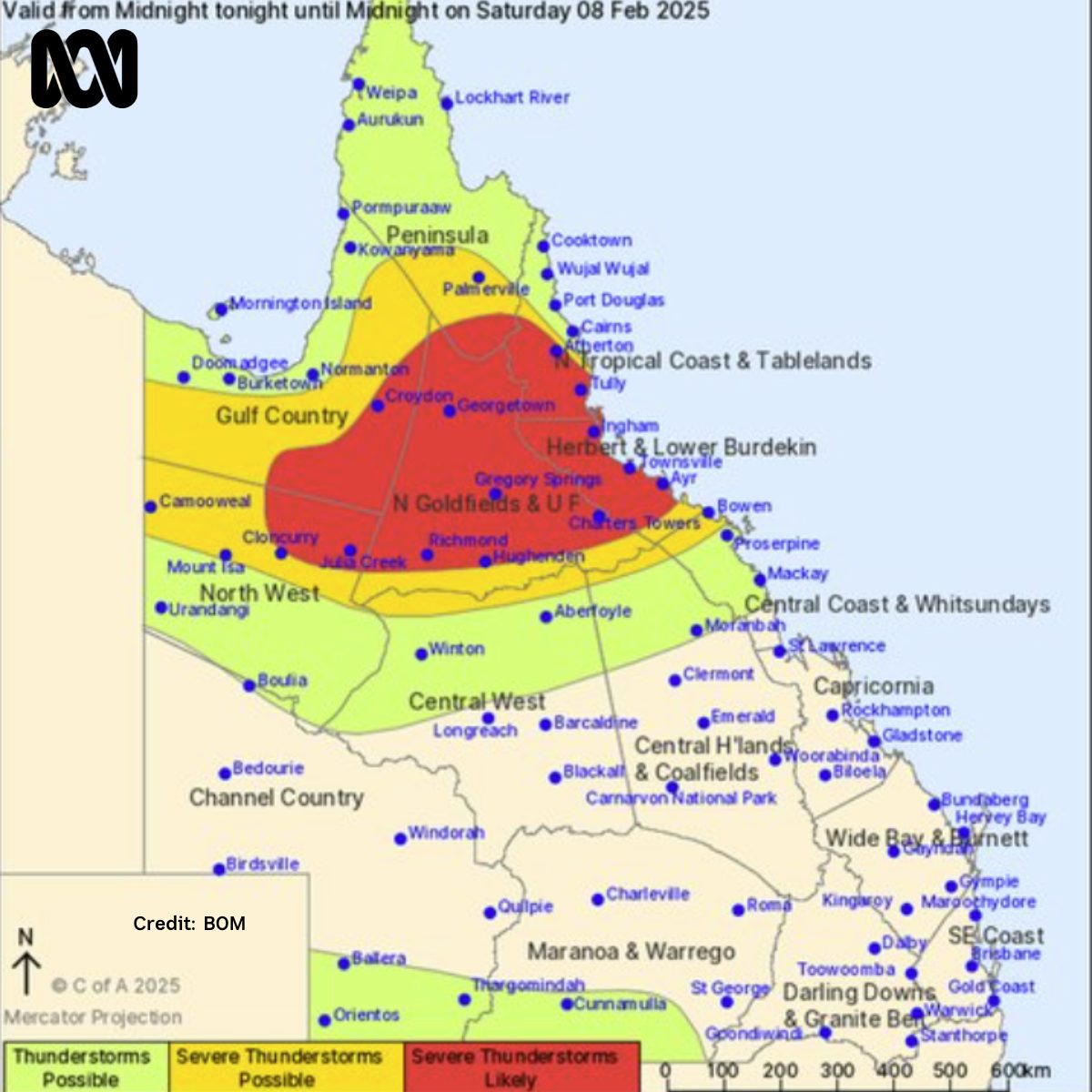 ABC - HEADS UP ⚡ QLD thunderstorm forecast ⚡ for today. (Saturday Feb 8 ...