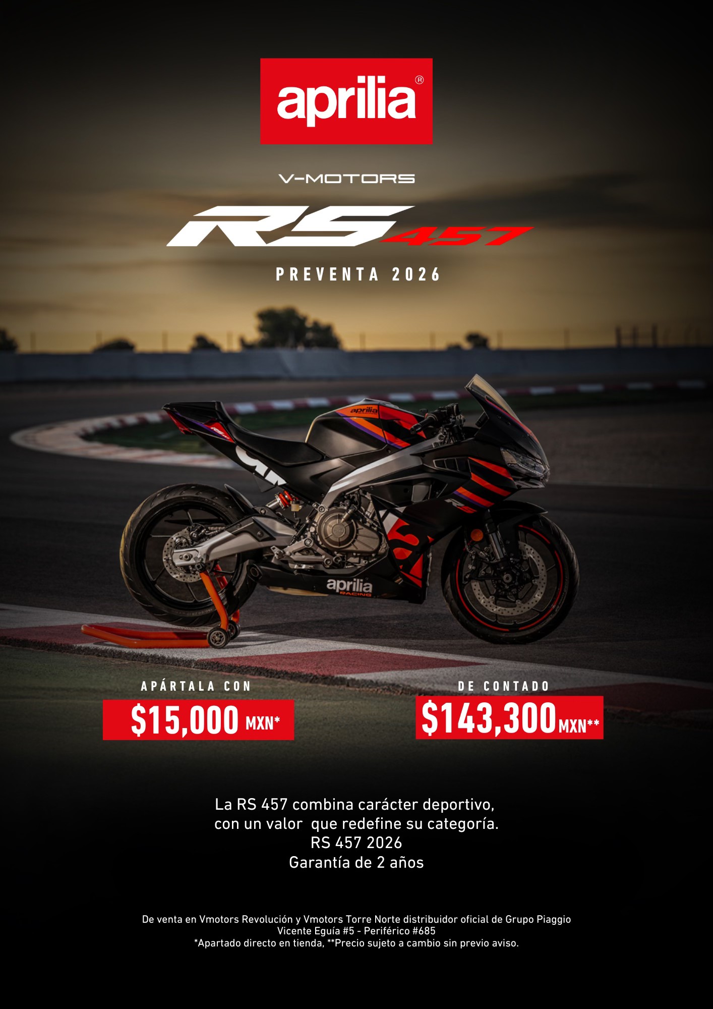 Aprilia - Preventa RS 457 Año 2026 con garantía de 2 años a un precio ...