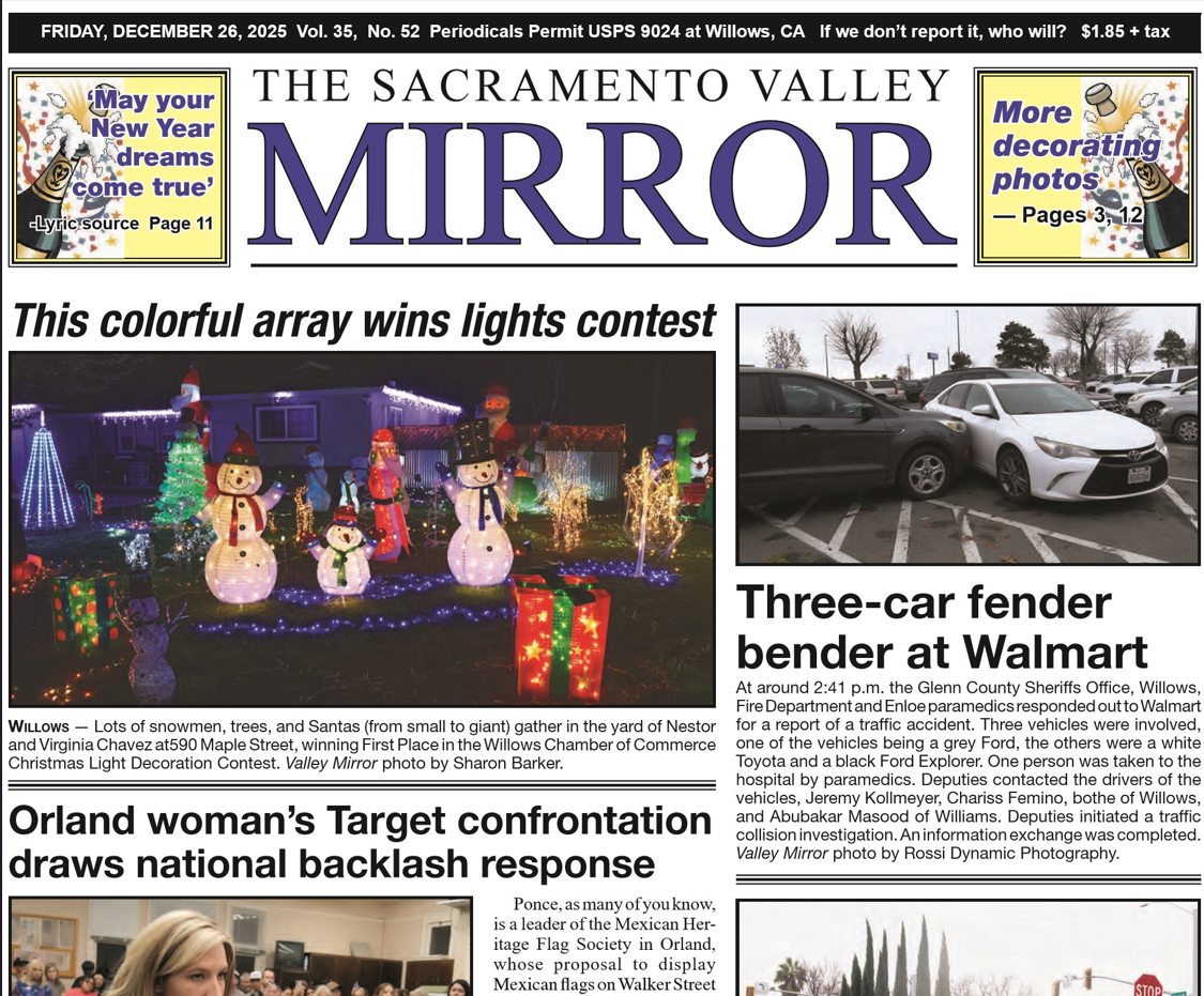 Sacramento - Front-page headlines for Friday, Dec. 26, 2025. - This ...