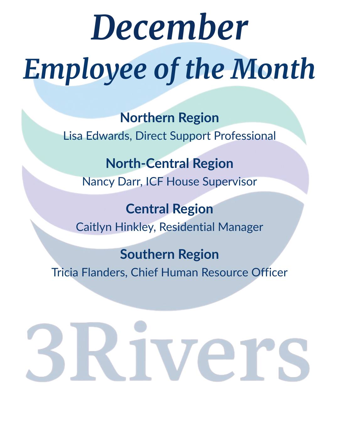 3Rivers - Announcing our December Employees of the Month🎊 At 3Rivers ...