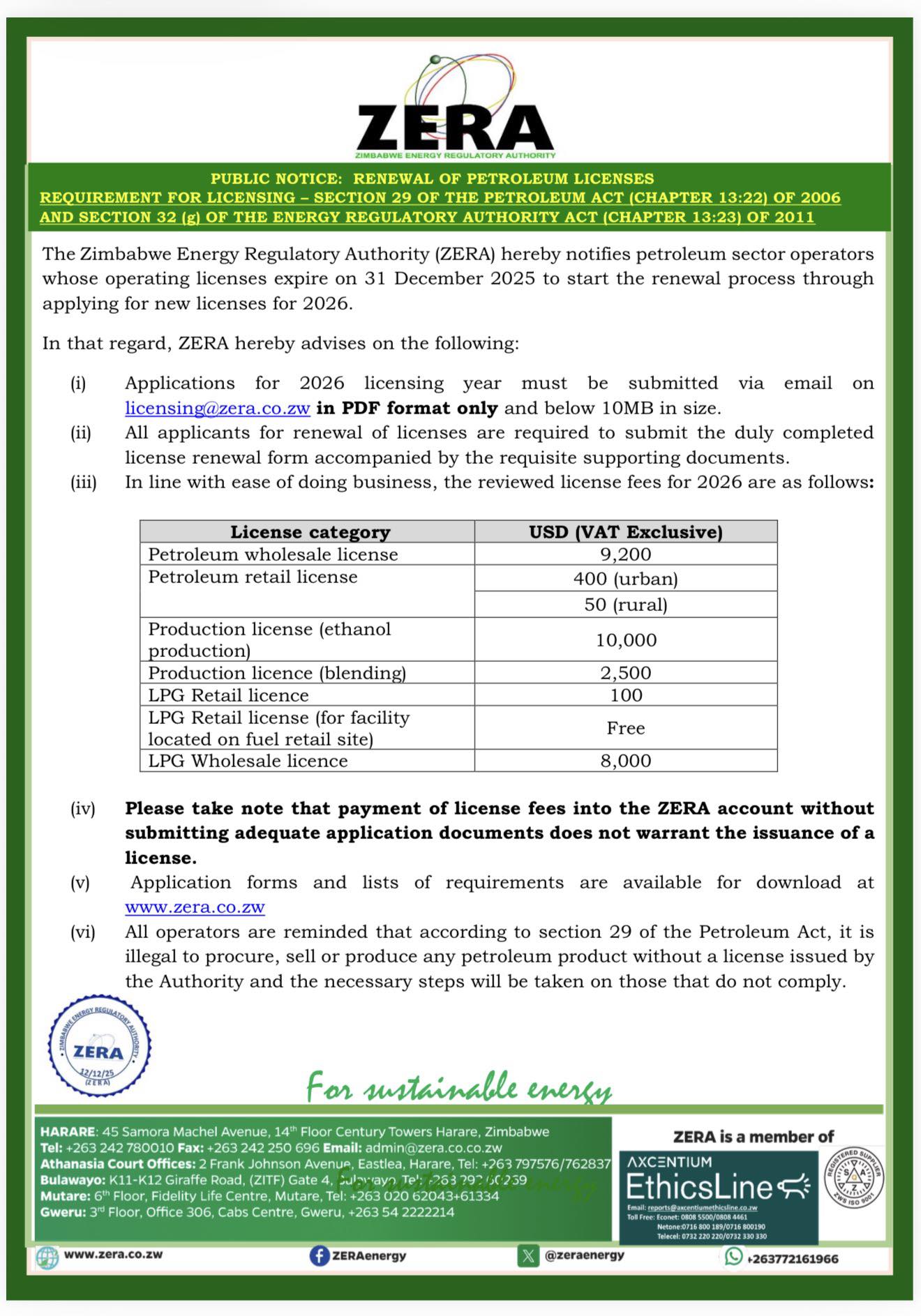 #ZERA... - Zimbabwe Energy Regulatory Authority - ZERA | Facebook