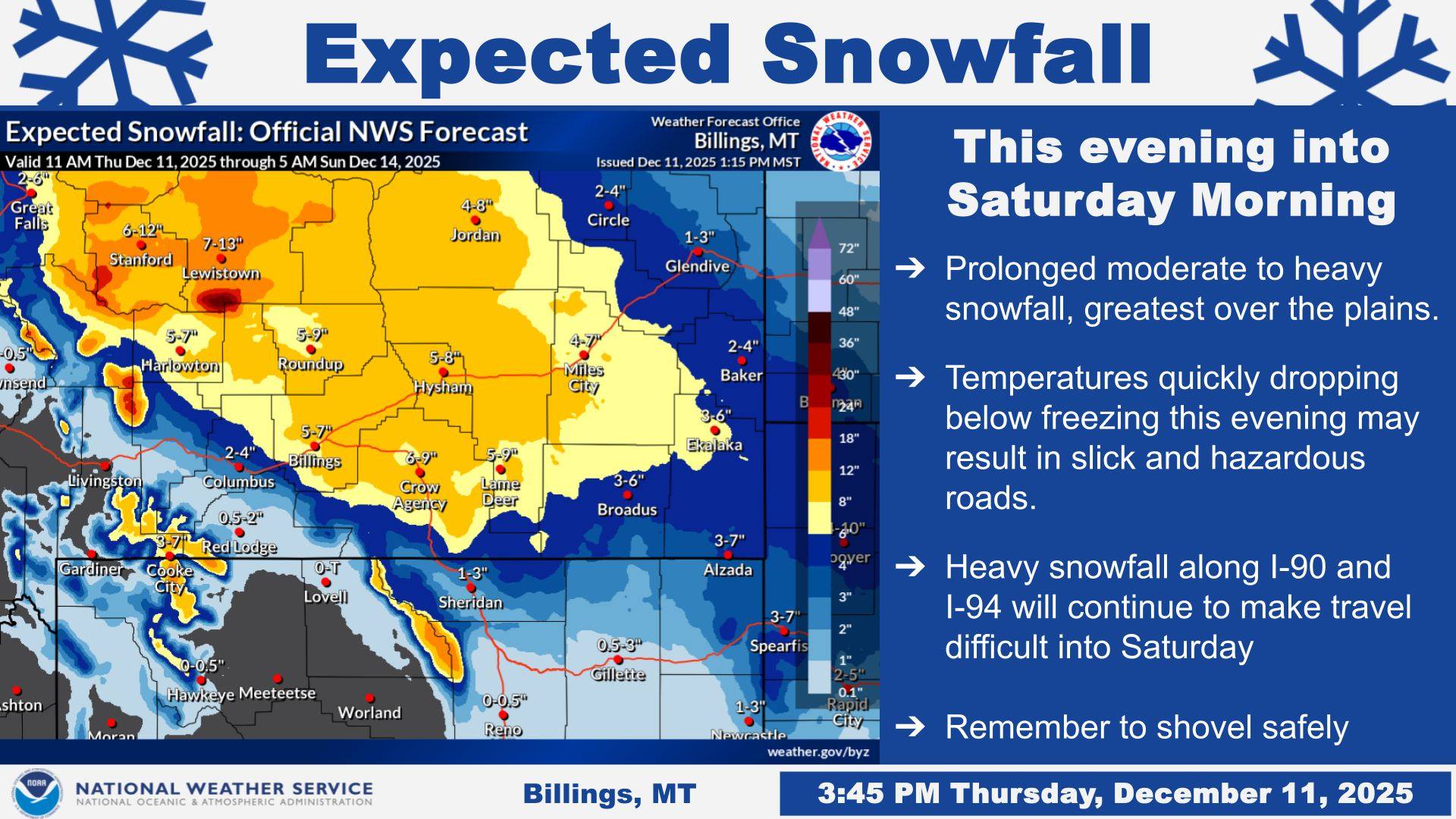 US - [12/11 3:50pm] Accumulating heavy snow is forecast across to begin ...