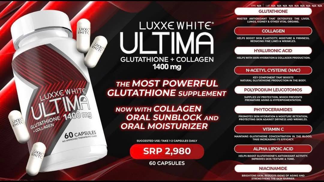 Luxxe white is the most effective whitening supplement in the market. Ang tatalo lang sa Luxxe white is Luxxe white lang din! The all new Luxxe white Ultima! Mas pinalakas at pinaganda!