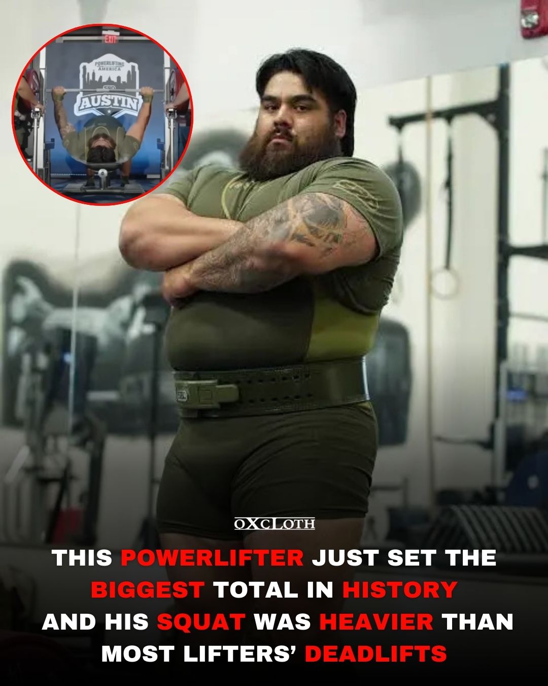 スポーツ選手 Power of pain 🚨UNOFFICIAL WORLD RECORD🚨 Jesus Olivares squats an unofficial
