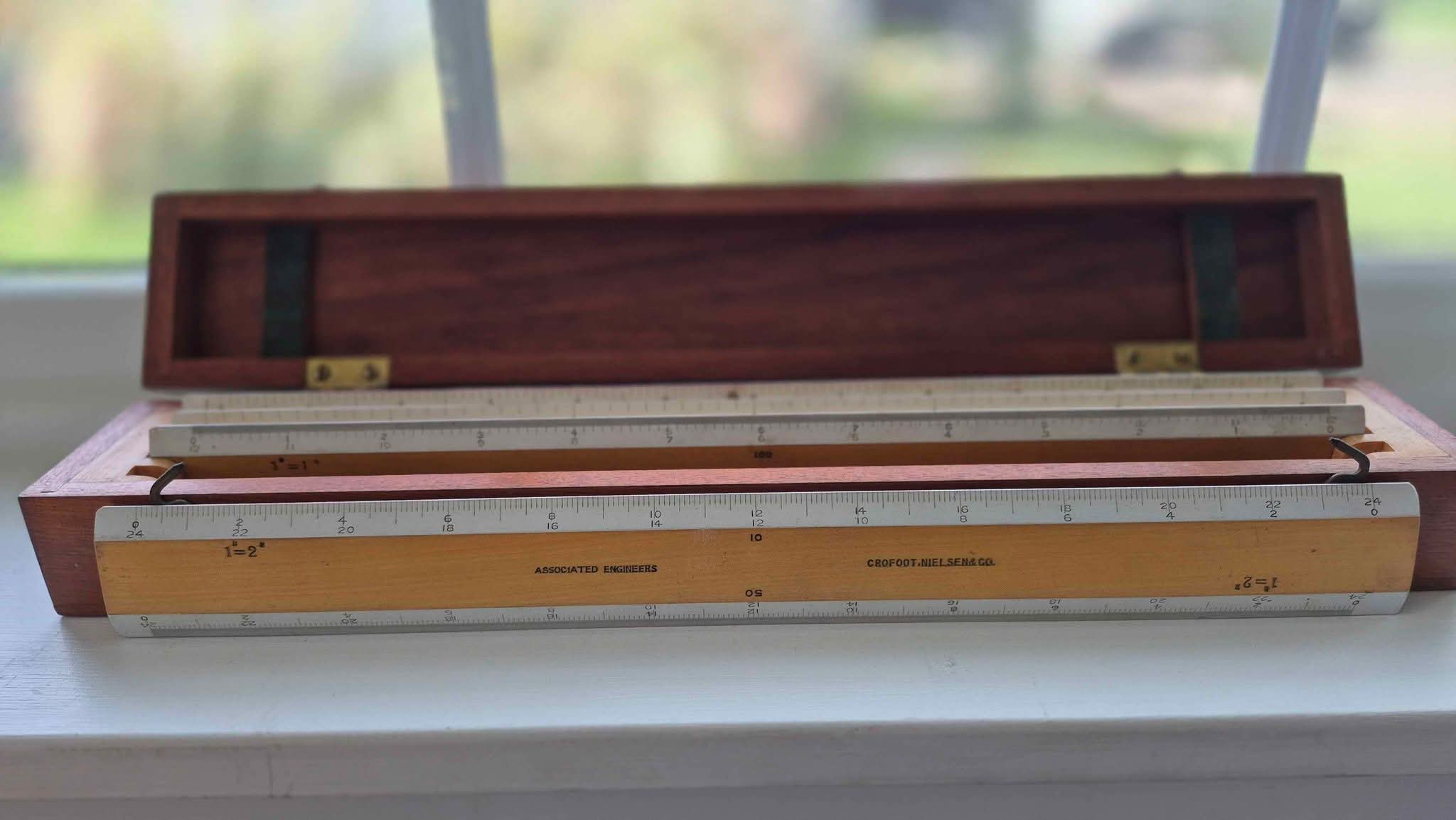 Vintage Crofoot, Nielsen & Co. Engineer’s Scale Ruler Set in Mahogany ...