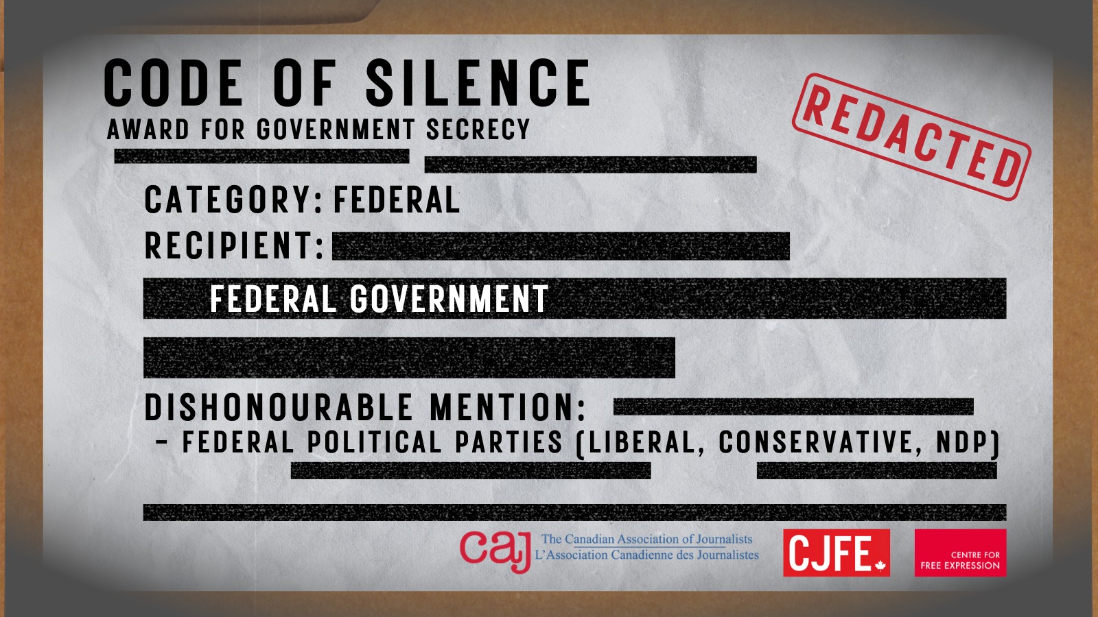 🚨 AWARD FOR SECRECY: The... - Centre for Free Expression | Facebook
