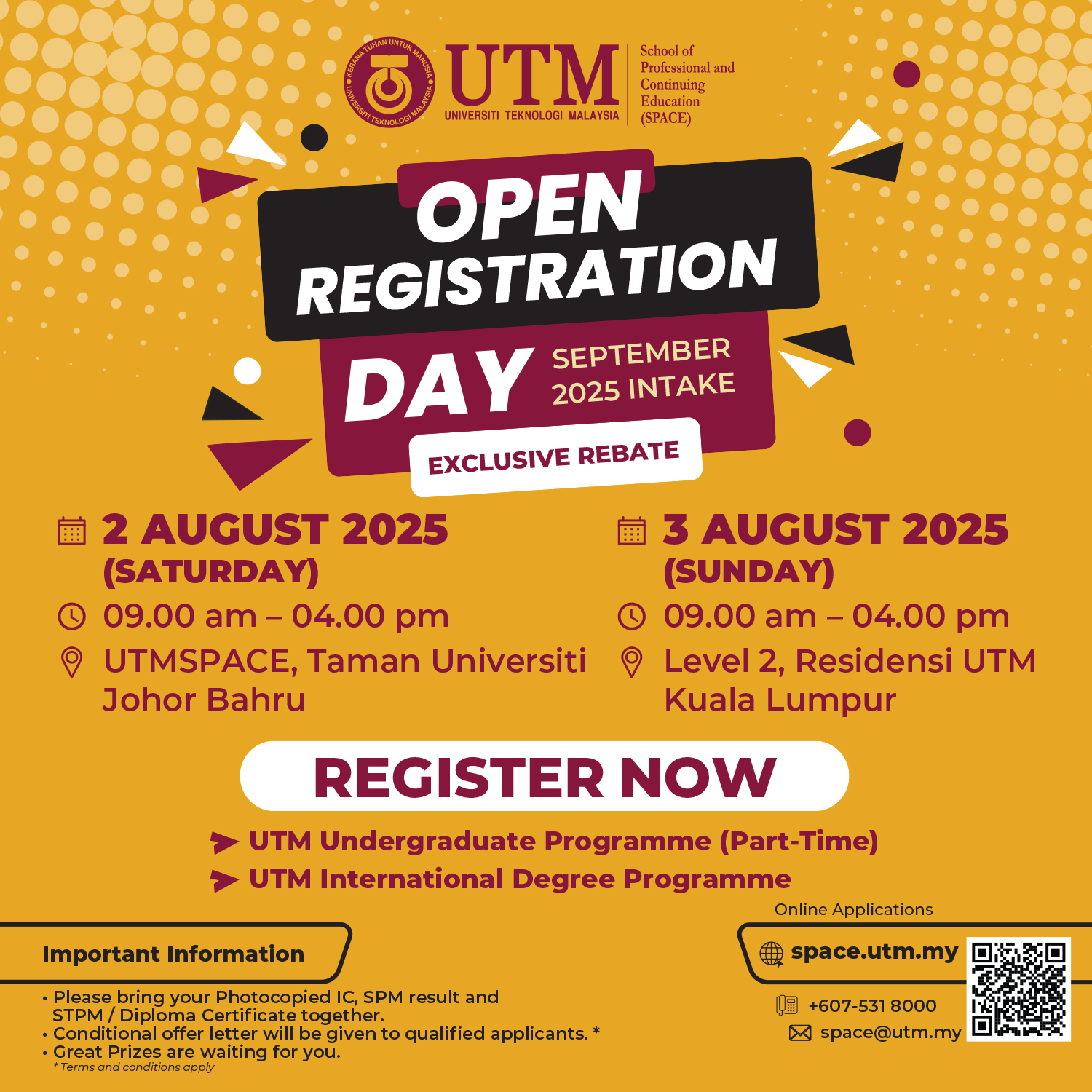 SPACE UTM - 🎓 OPEN REGISTRATION DAY — September 2025... | Facebook