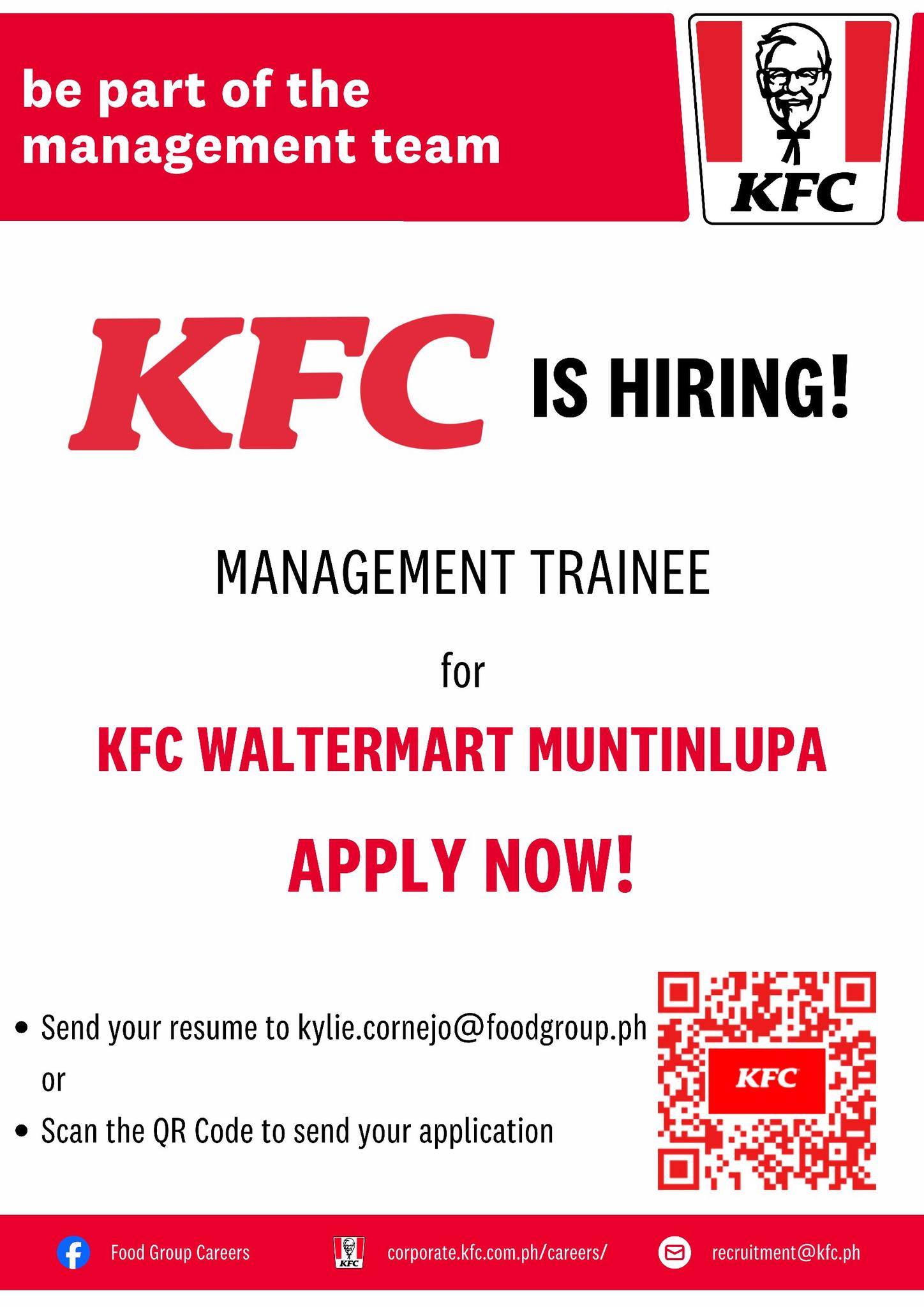 KFC Waltermart Muntinlupa is... - Food Group Careers | Facebook