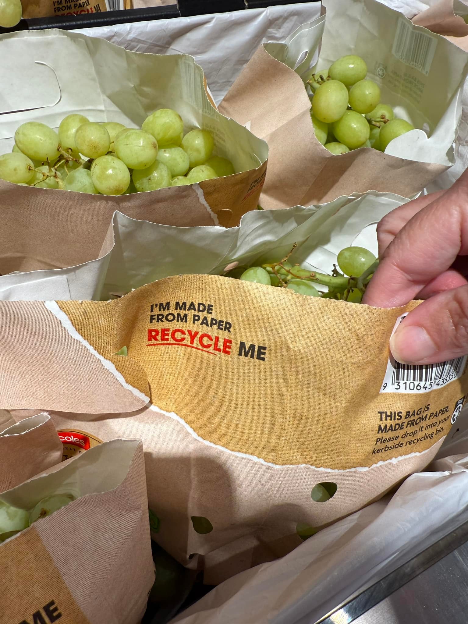 A big shout out to Coles! They have swapped their grape bags to paper!