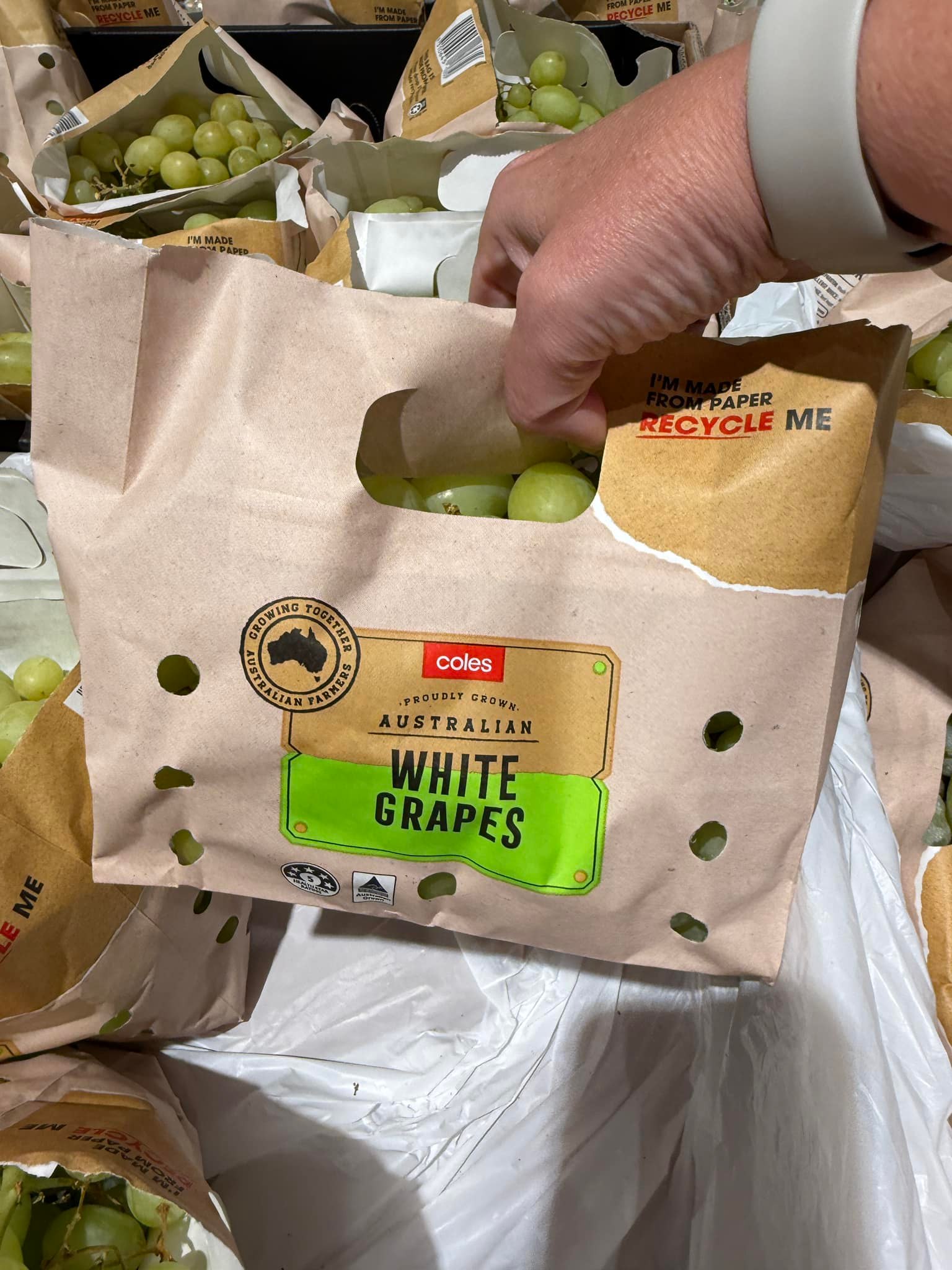 A big shout out to Coles! They have swapped their grape bags to paper!