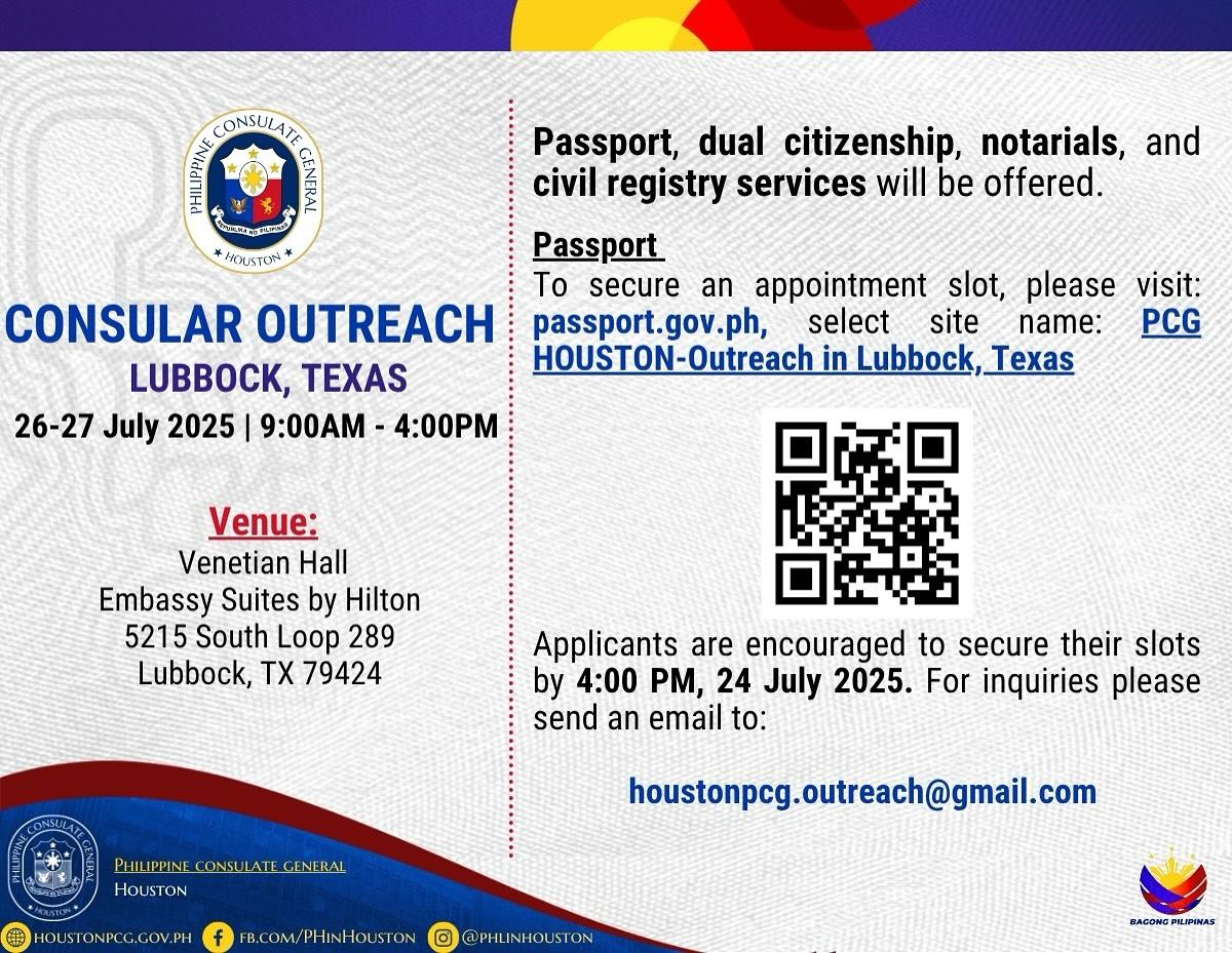Philippine - Important announcement for the upcoming consular outreach ...