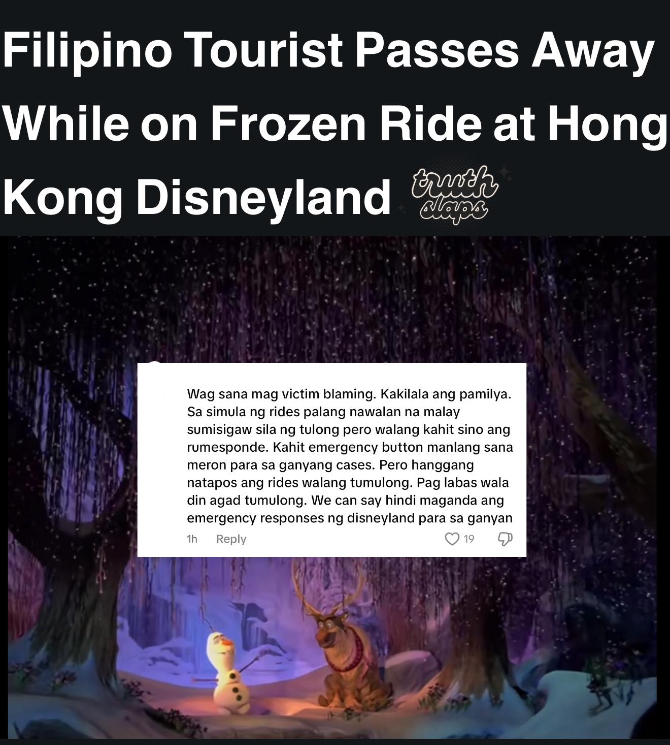 Truth - Tragedy strikes as Filipino tourist dies while riding Frozen ...