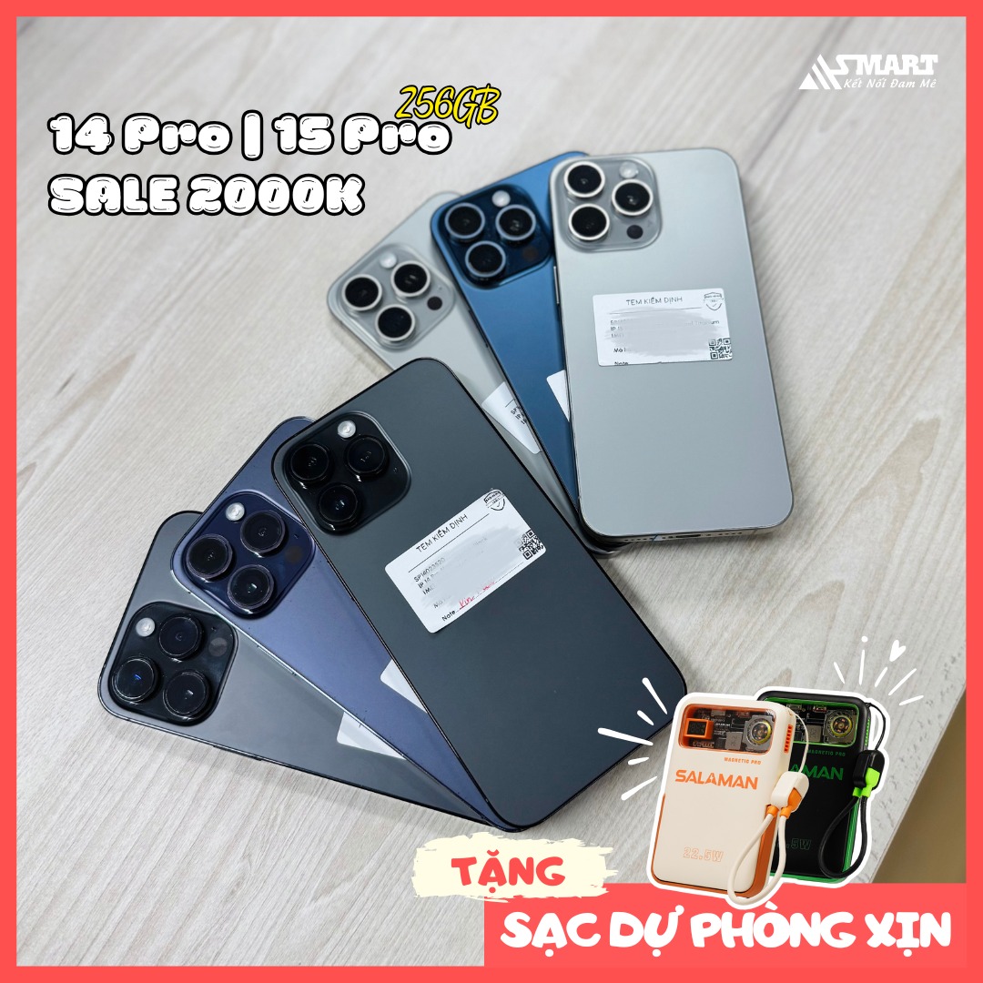 Asmart - 📱𝟏𝟒 𝐏𝐫𝐨 || 𝟏𝟓 𝐏𝐫𝐨 256GB 𝐒𝐀𝐋𝐄 𝟐𝟎𝟎𝟎𝐊 - Tặng Phụ Kiện Xinh 🎁Tặng ...