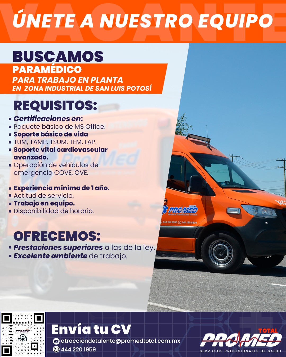 PromedTotal - Únete a nuestro equipo de trabajo como: Paramédico para ...