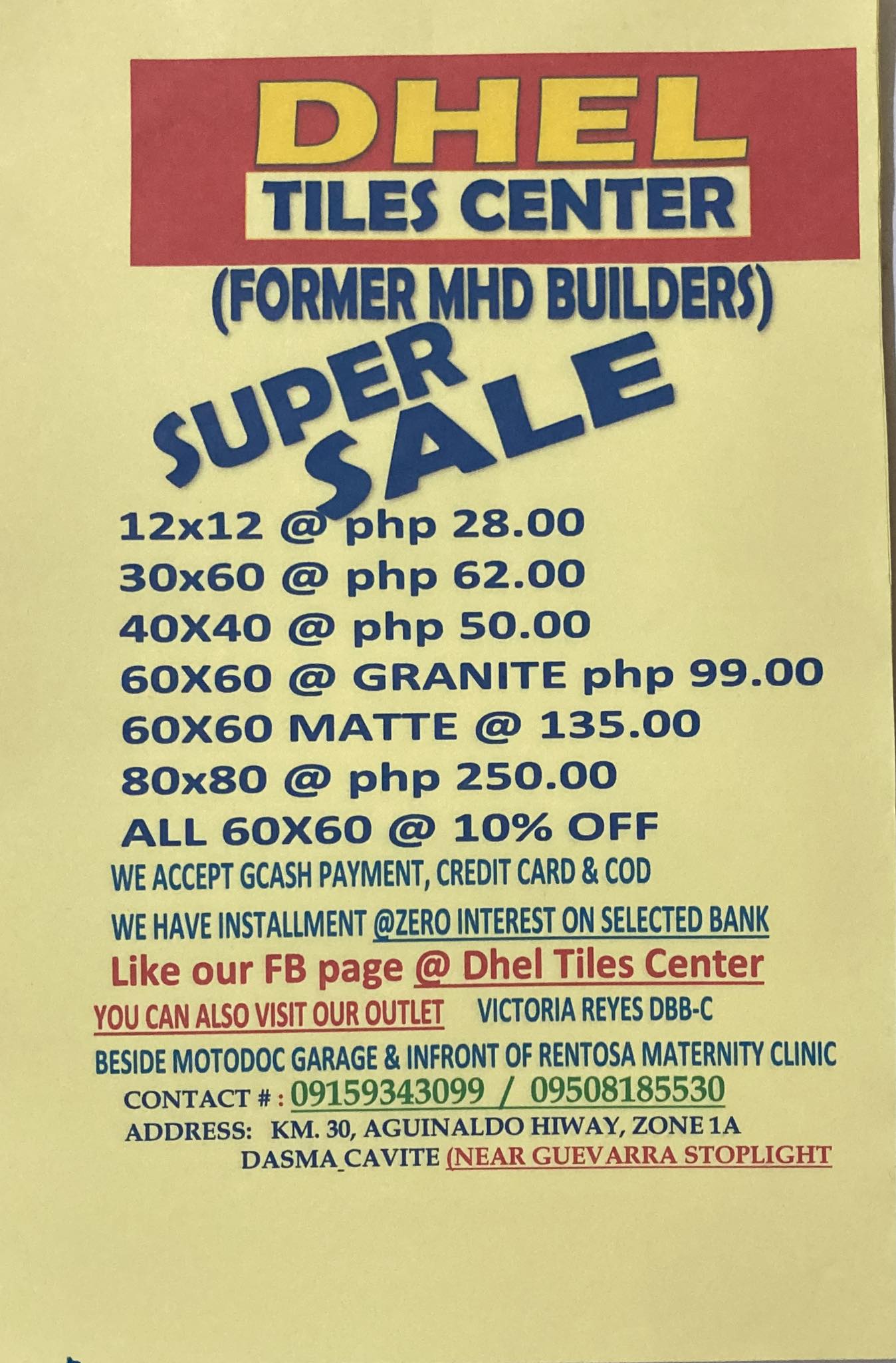 Dhel Tiles Center | Dasmariñas