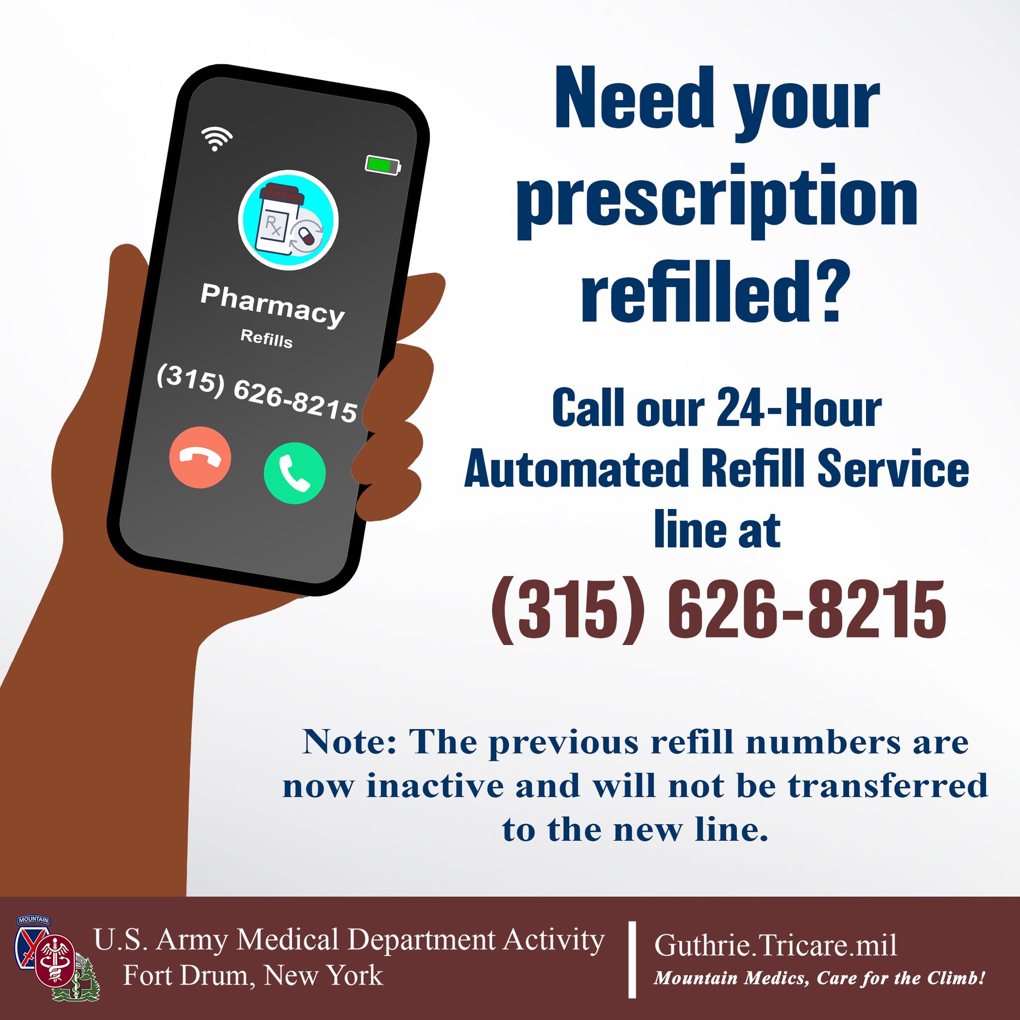 Fort - **MEDDAC Pharmacy Automated Refill Line** To access the 24-Hour ...