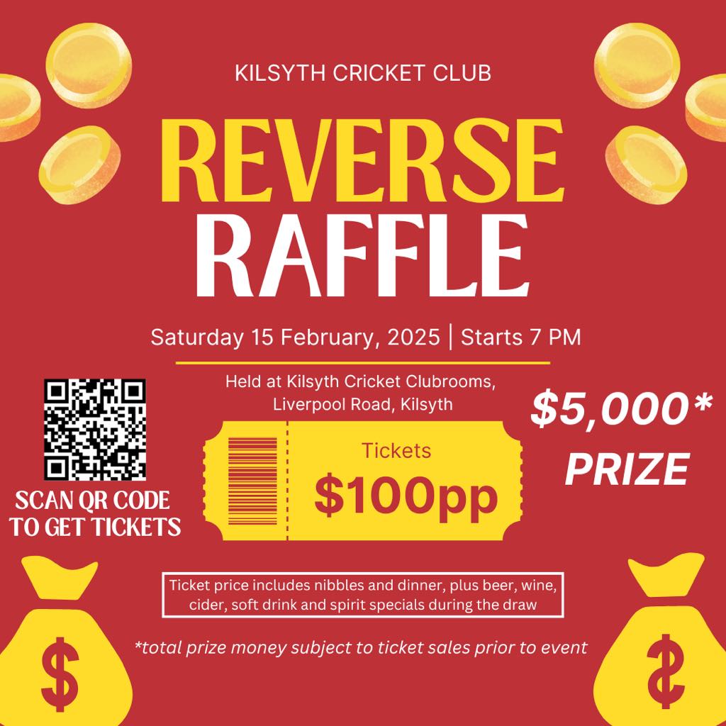 Kilsyth - 2025 Reverse Raffle - Kilsyth CC Kilsyth Cricket Club invites ...