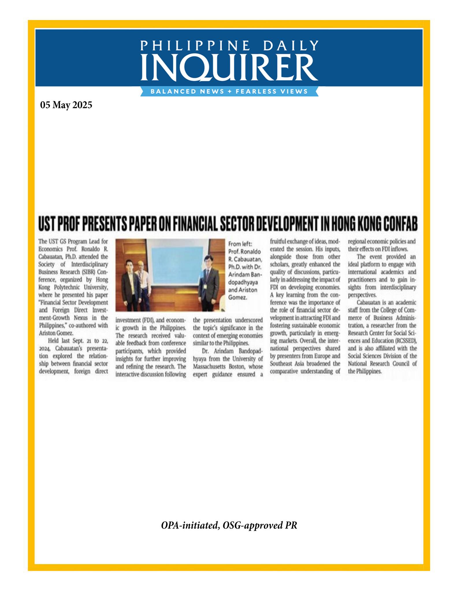 UST - University of Santo Tomas in the News #USTintheNEWS 05 May 2025 ...