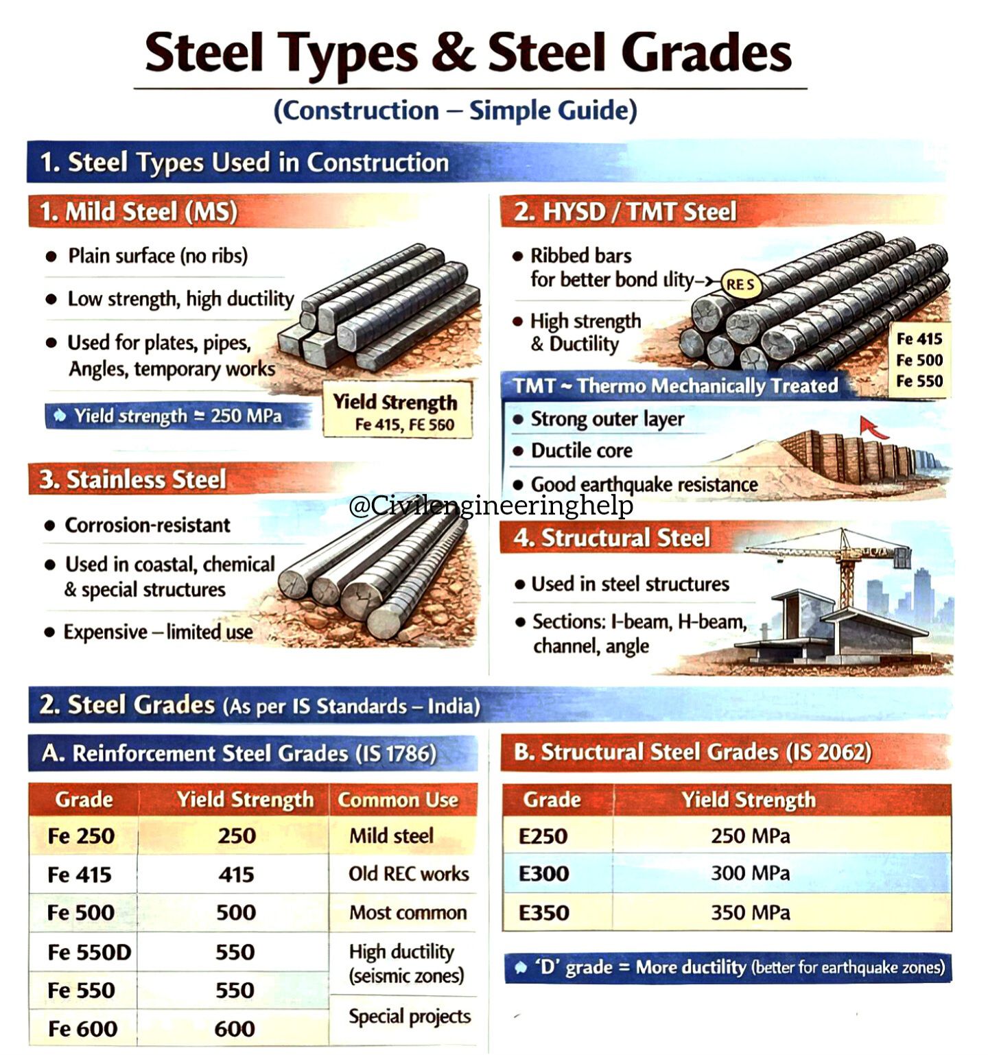 Steel Types & Steel Grades... - Civil Engineering Help | Facebook