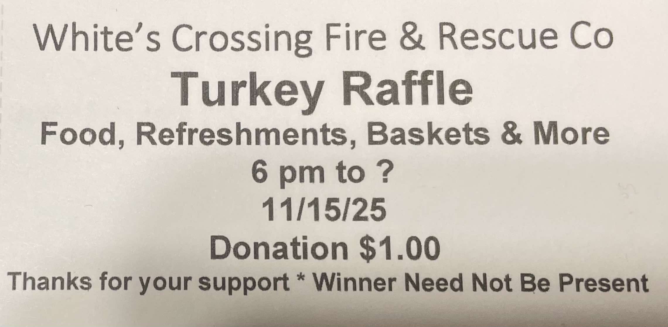 WCFC ANNUAL TURKEY RAFFLE