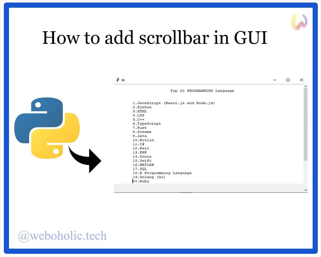 Weboholoc_ - To add scrollbar in GUI using tkinter in...