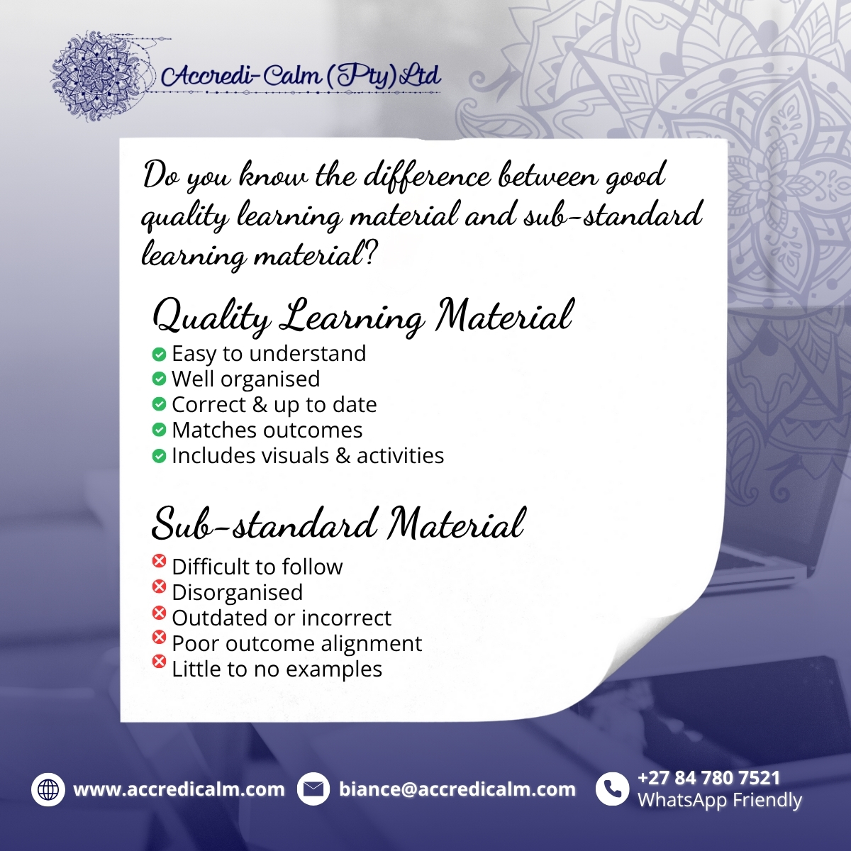 Accredi-Calm- - 💡 Do you know the difference between good quality ...