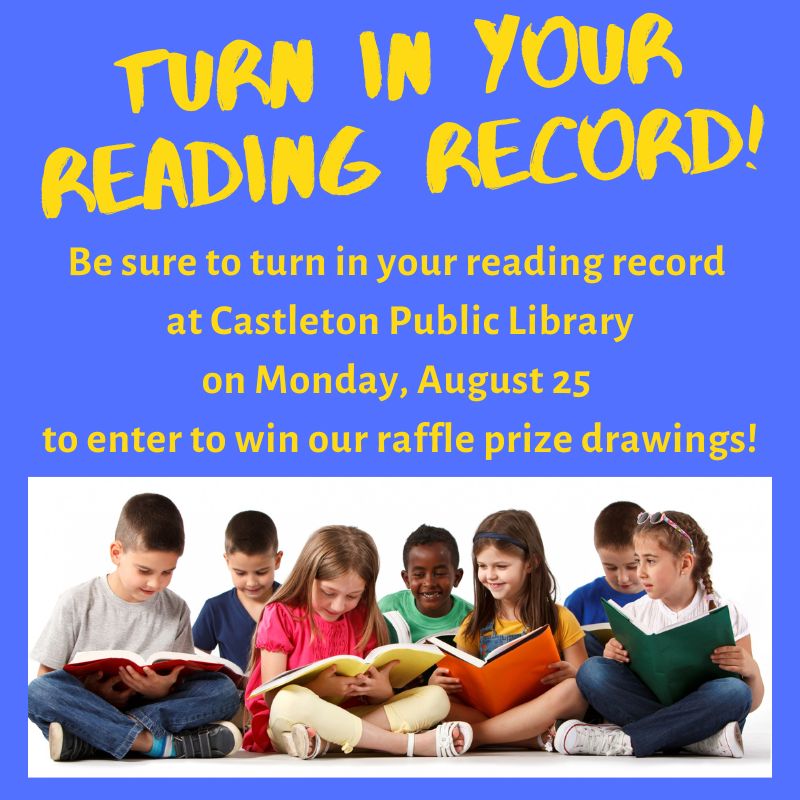 Castleton - Tomorrow is the deadline to turn in your reading record to ...