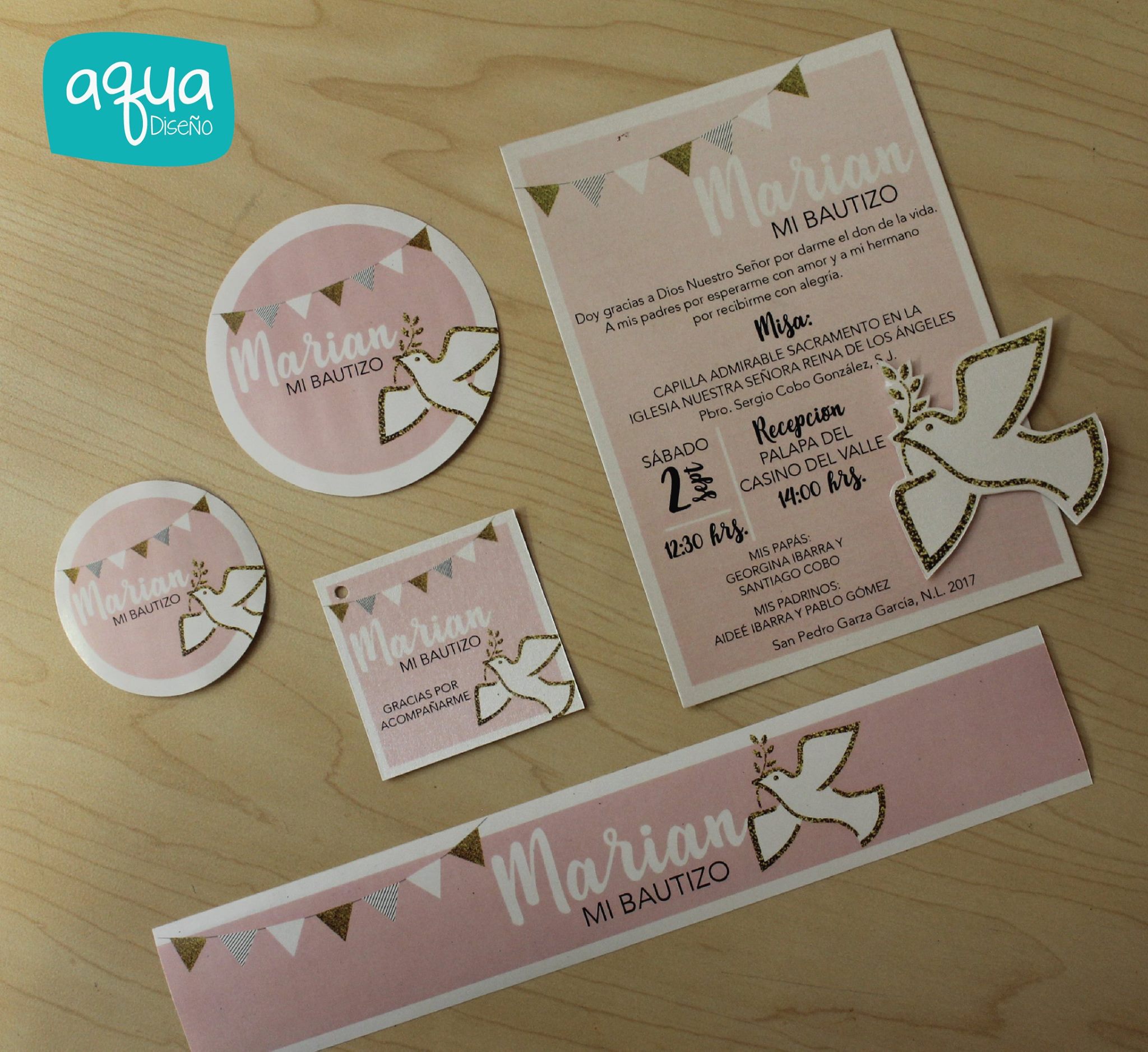 Aqua Diseño - Invitación, tags para recuerditos, stickers...