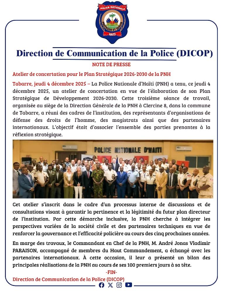 Allo - 🇭🇹 Atelier de concertation PNH pour élaborer le Plan Stratégique ...