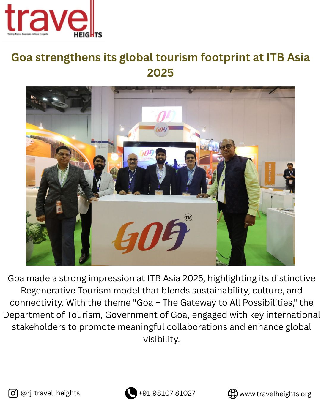 Travel - Goa strengthens its global tourism footprint at ITB Asia 2025 ...