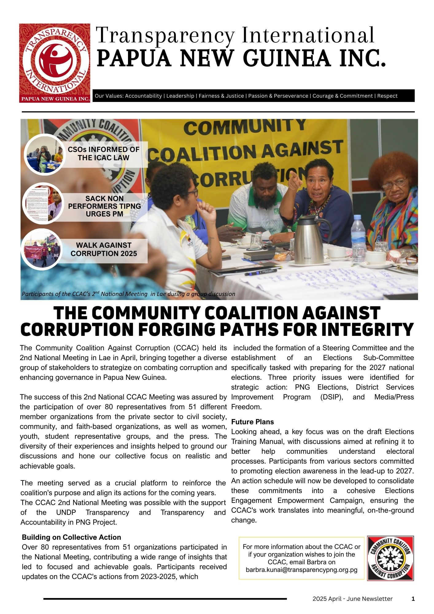 Transparency International PNG - Discussions with DJAG Deputy Secretary ...