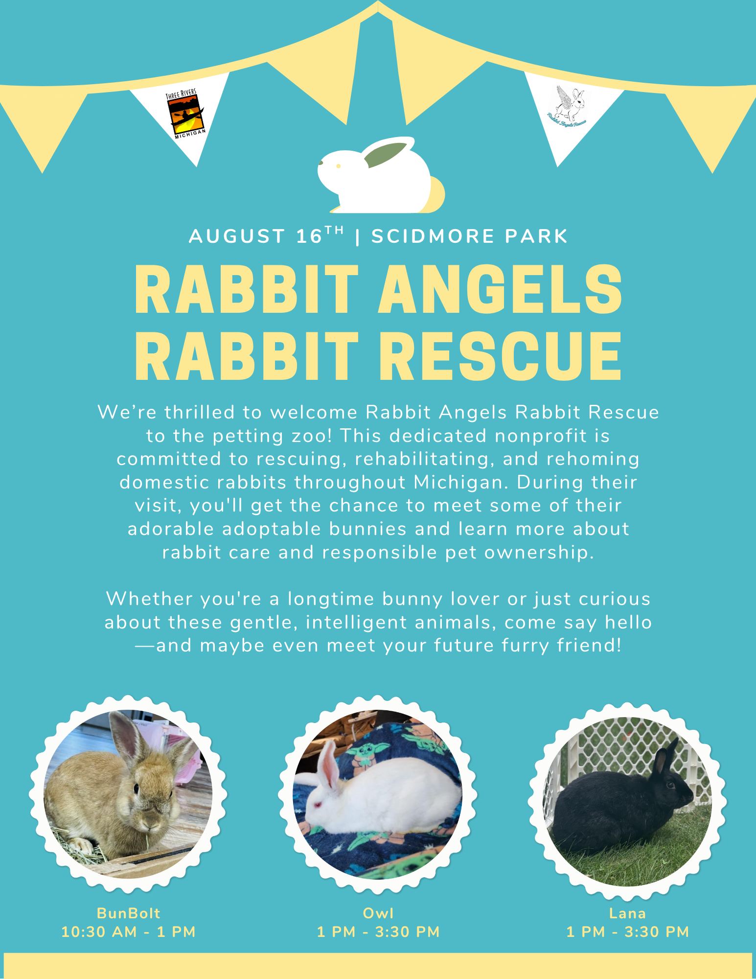 Three - We've got rabbits at Scidmore Park all day August 16th! Come ...