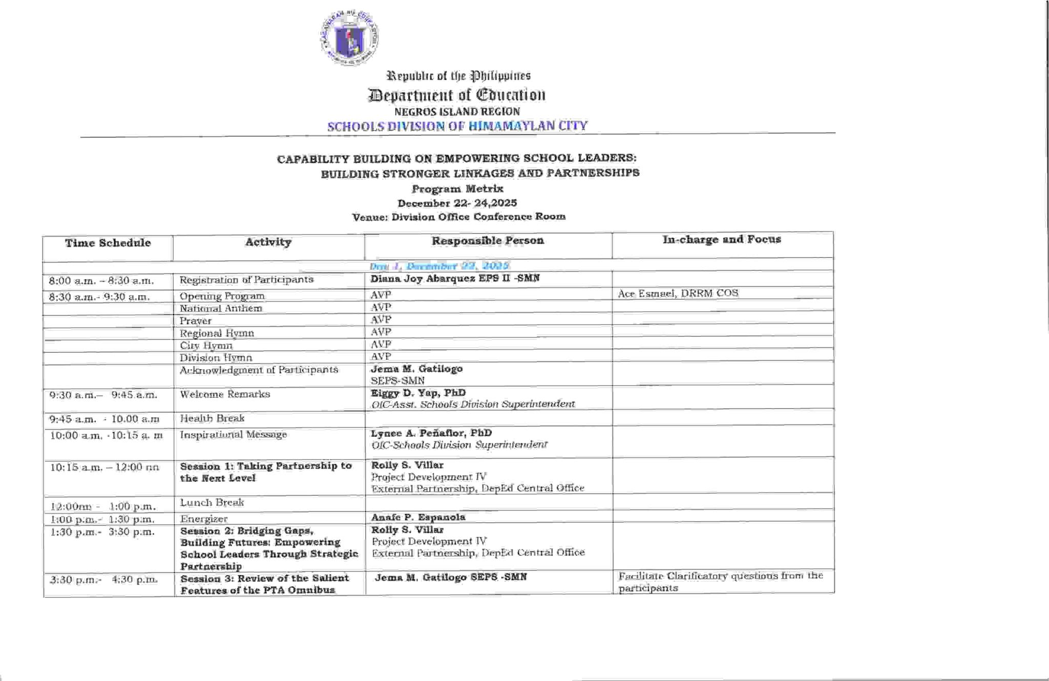 DepEd - SPECIAL ORDER NO. 0651, S. 2025 DESIGNATION OF EIGGY D. YAP AS ...