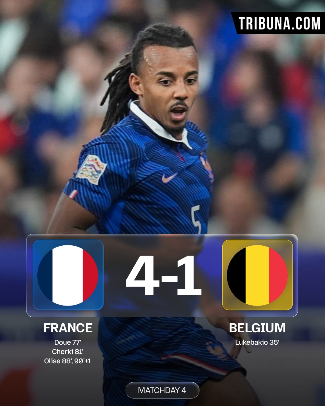 🚨 FULL-TIME: France 4-1 Belgium 🇫🇷 Koundé played the full 90